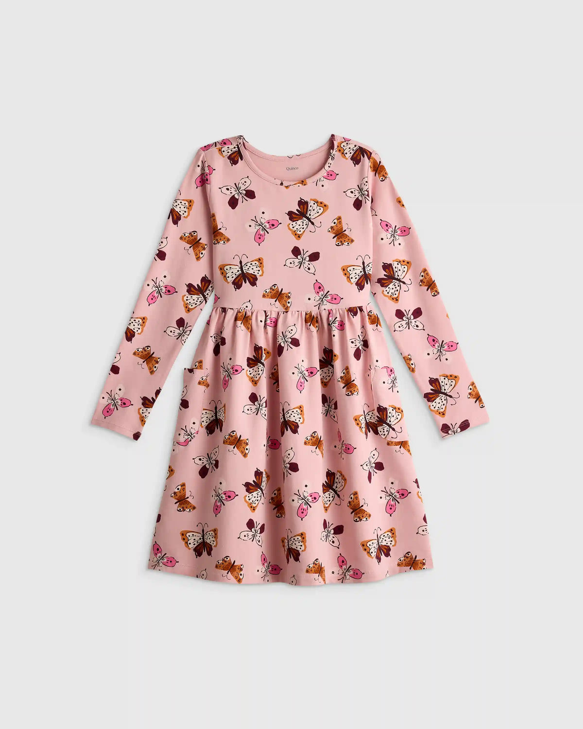 Organic Cotton Long Sleeve Fit and Flare Pocket Dress