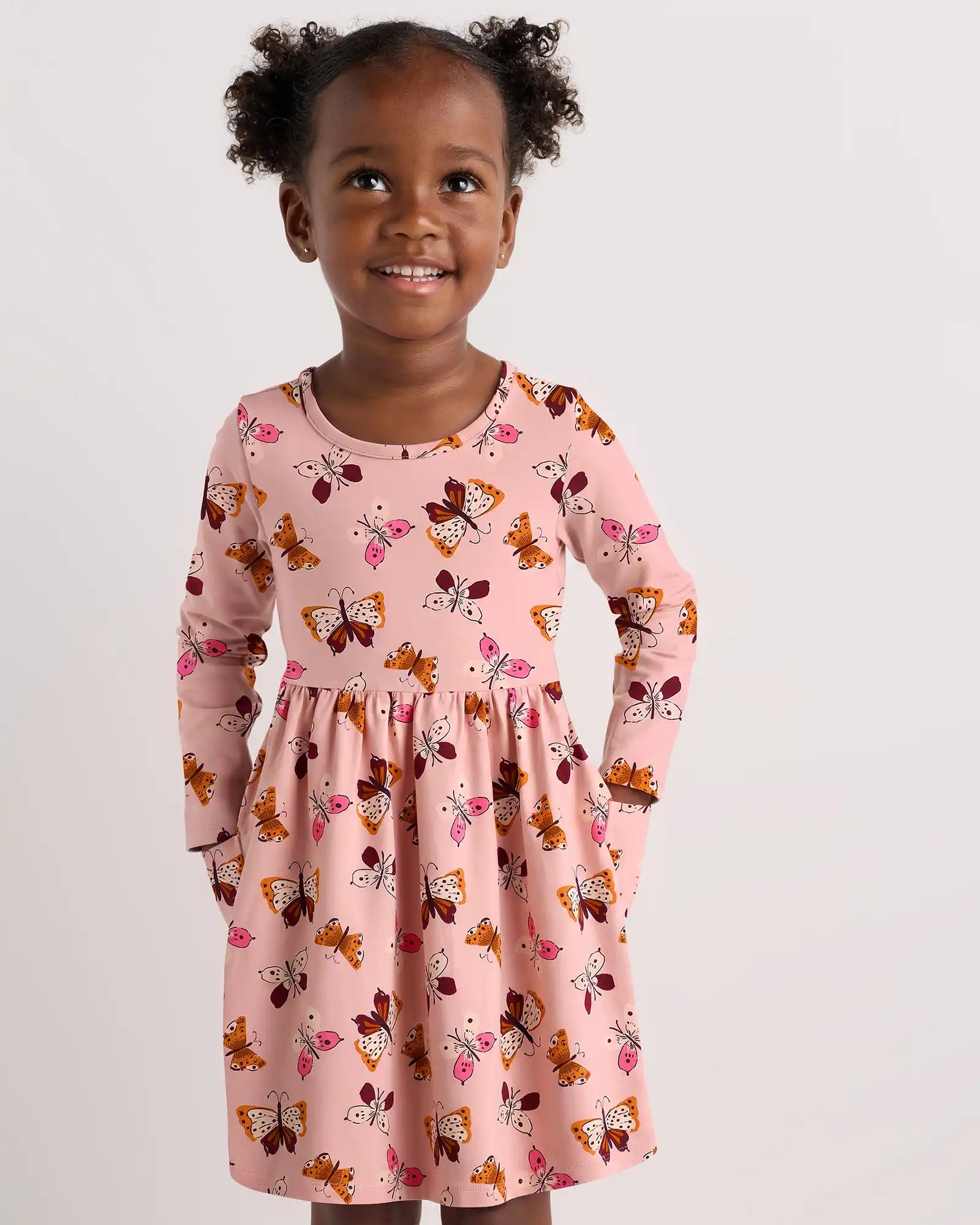 Organic Cotton Long Sleeve Fit and Flare Pocket Dress