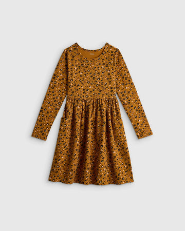 Organic Cotton Long Sleeve Fit and Flare Pocket Dress