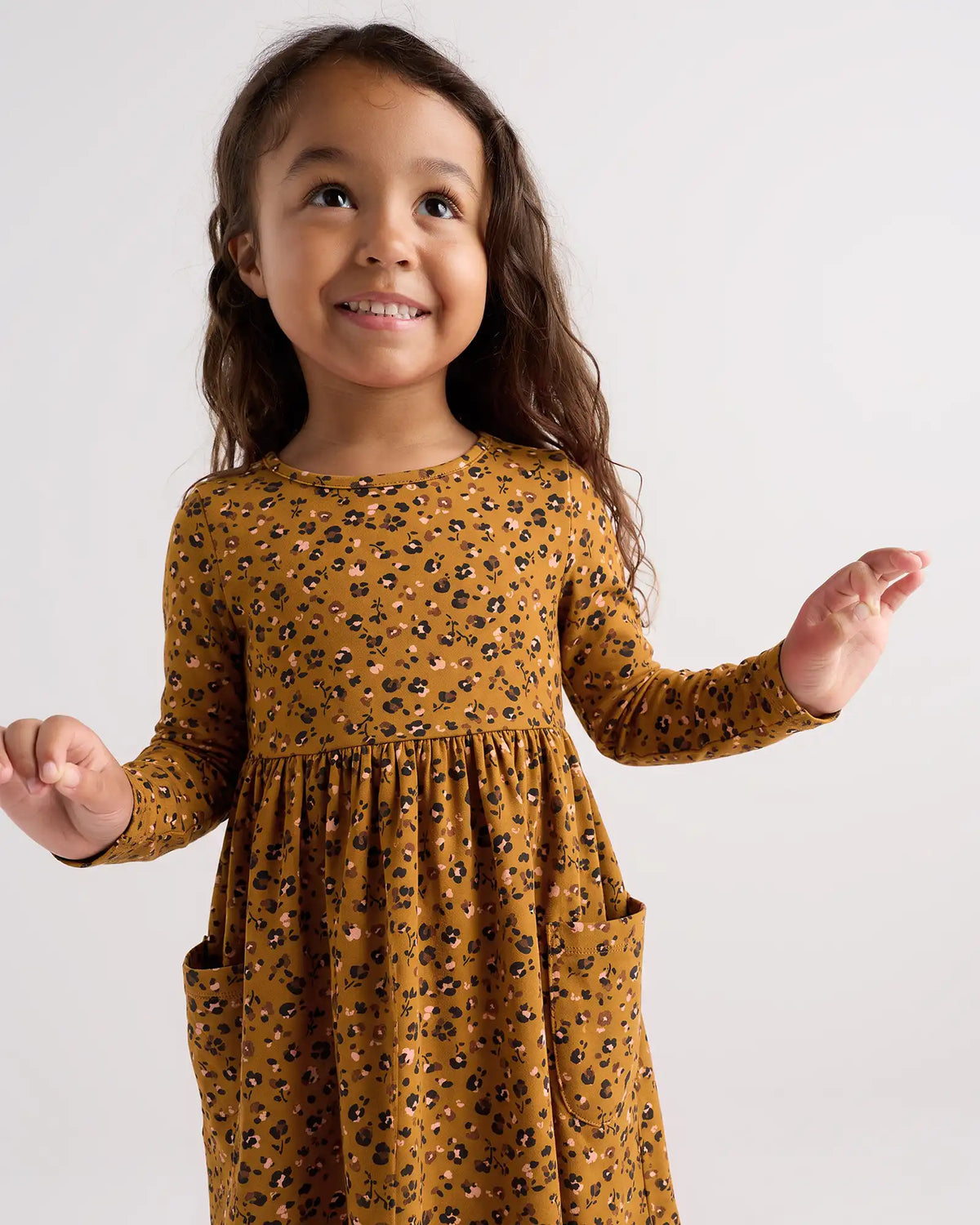 Organic Cotton Long Sleeve Fit and Flare Pocket Dress
