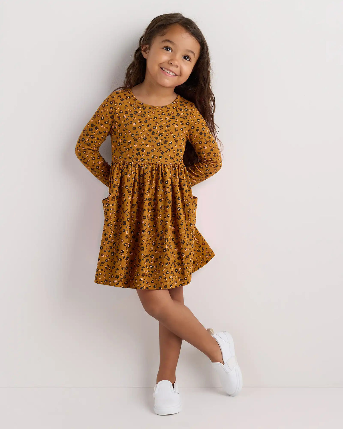 Organic Cotton Long Sleeve Fit and Flare Pocket Dress