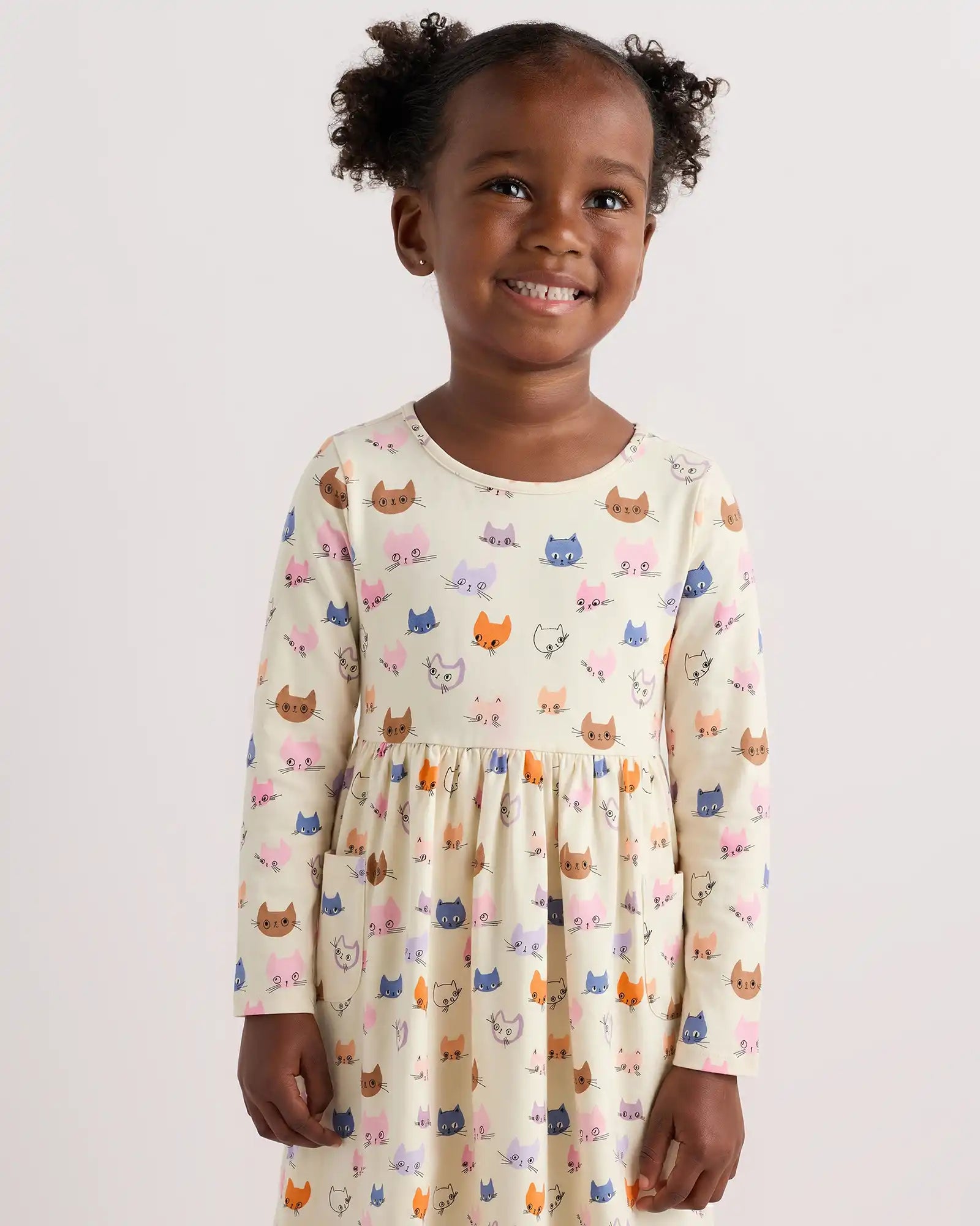Organic Cotton Long Sleeve Fit and Flare Pocket Dress