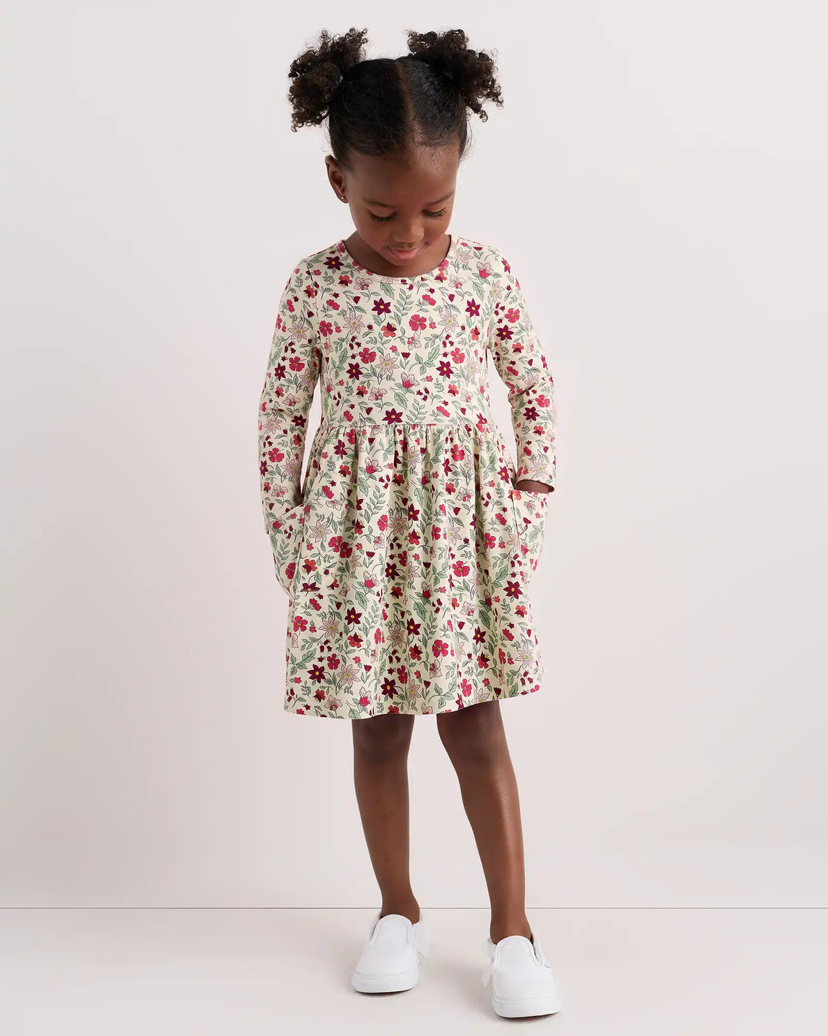 Organic Cotton Long Sleeve Fit and Flare Pocket Dress