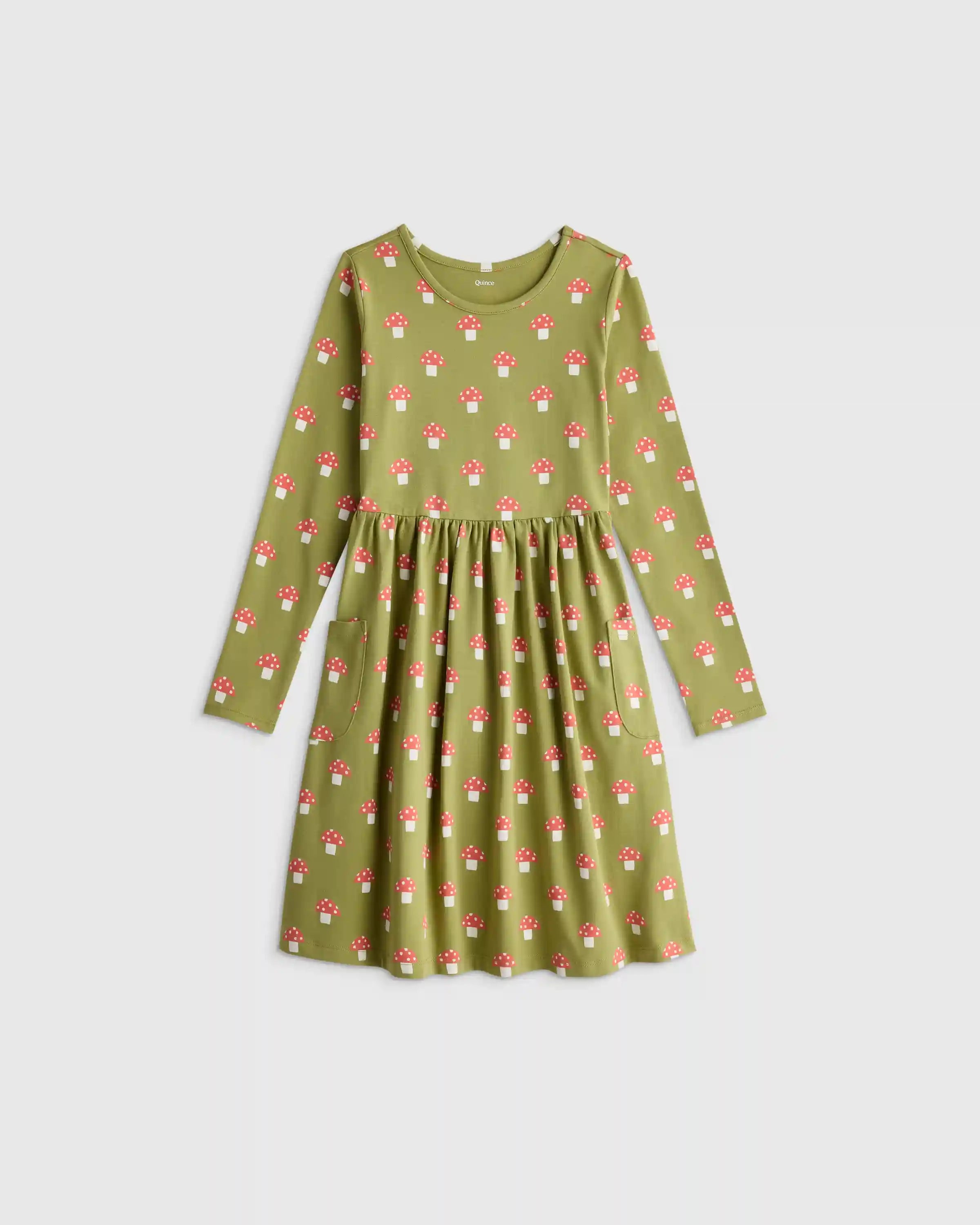 Organic Cotton Long Sleeve Fit and Flare Pocket Dress