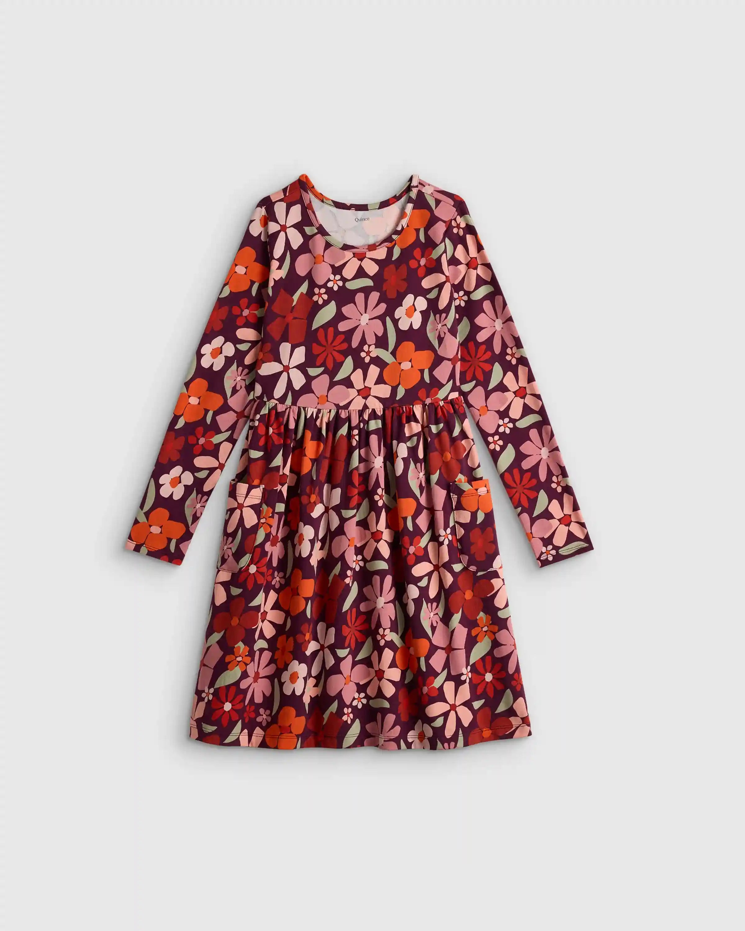 Organic Cotton Long Sleeve Fit and Flare Pocket Dress