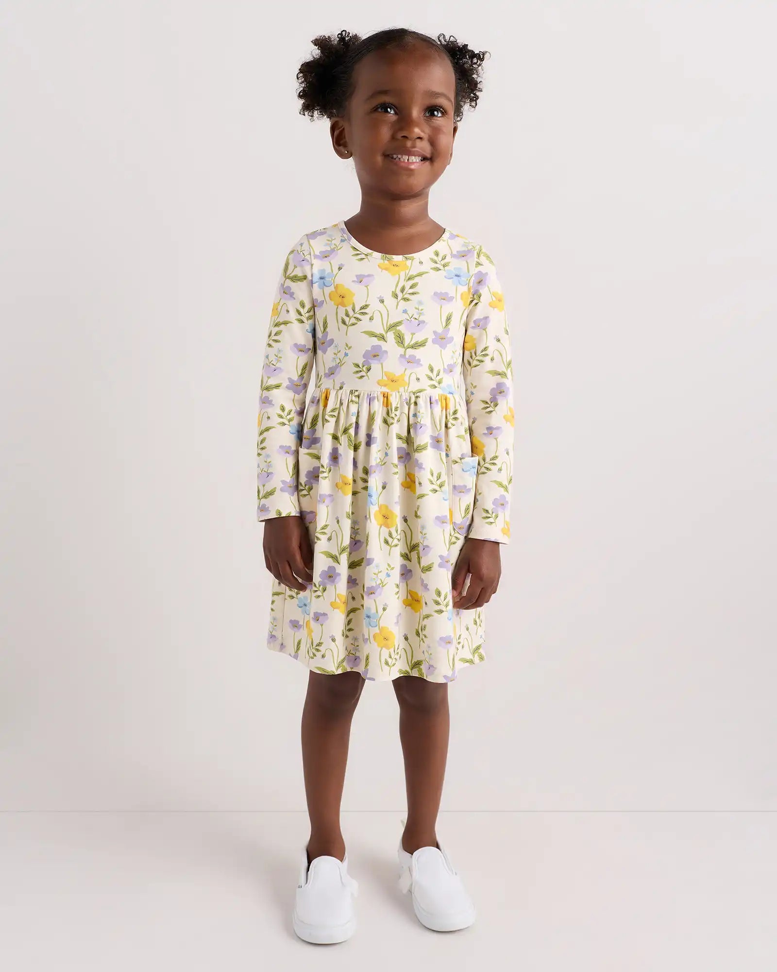 Organic Cotton Long Sleeve Fit and Flare Pocket Dress