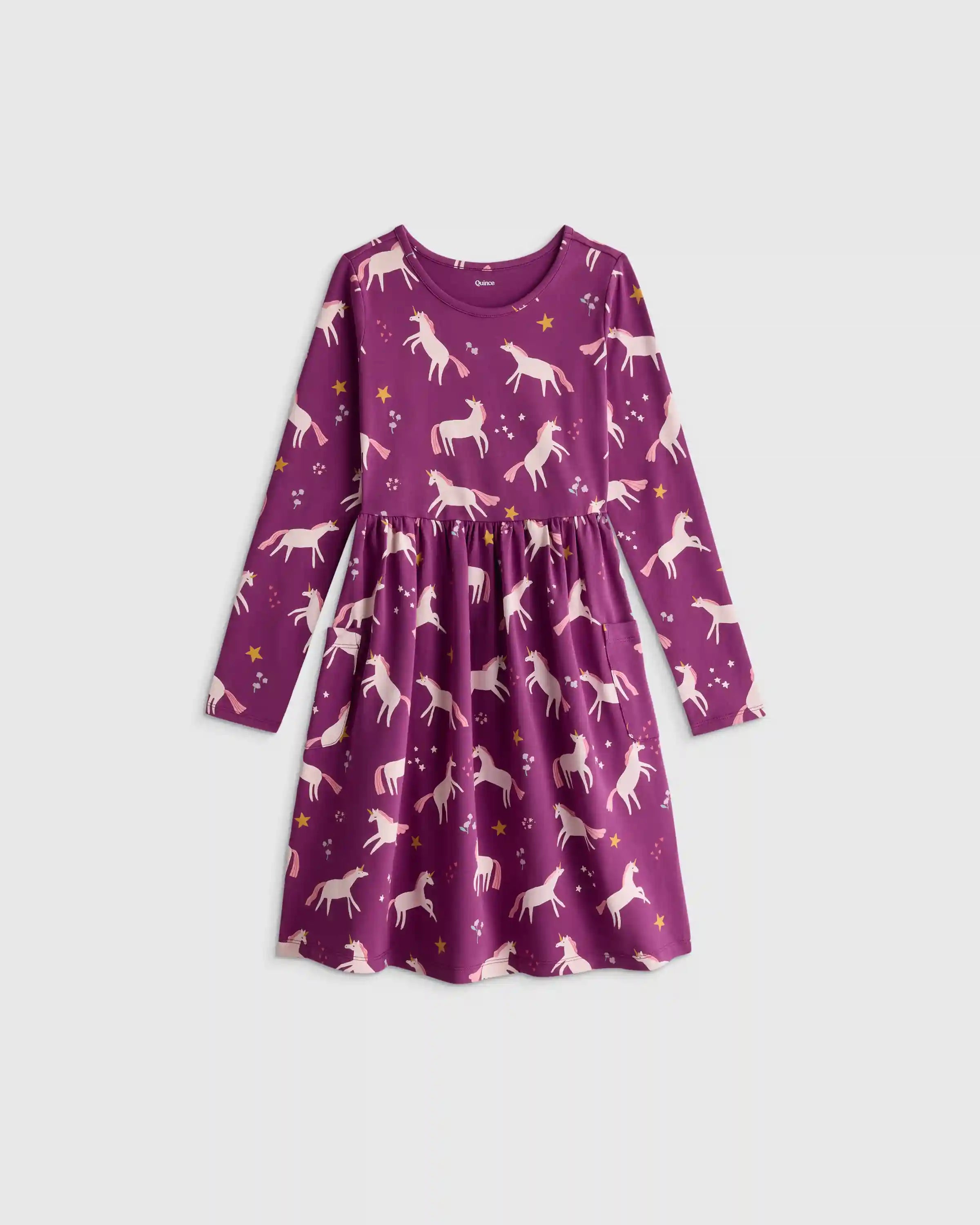 Organic Cotton Long Sleeve Fit and Flare Pocket Dress