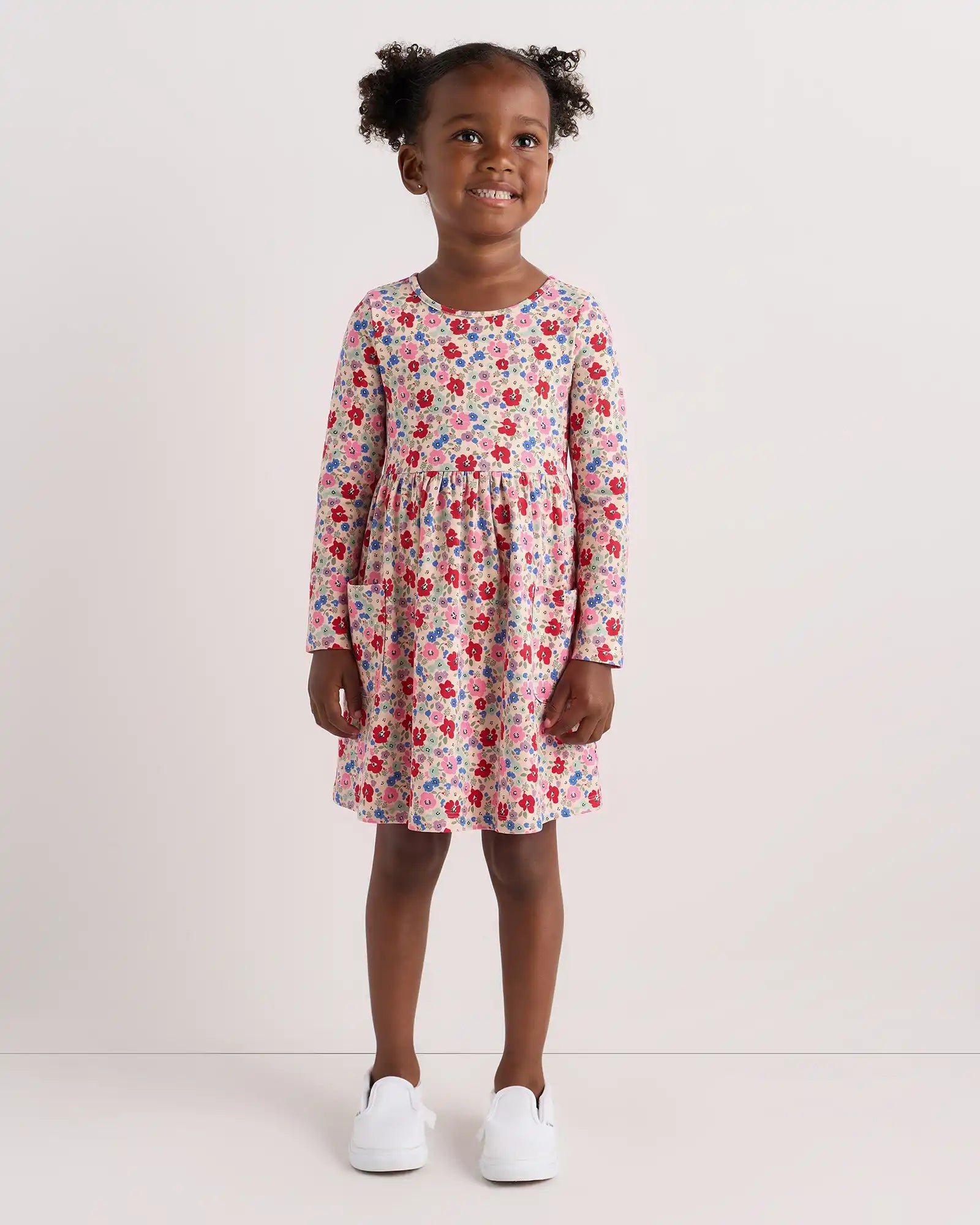 Organic Cotton Long Sleeve Fit and Flare Pocket Dress