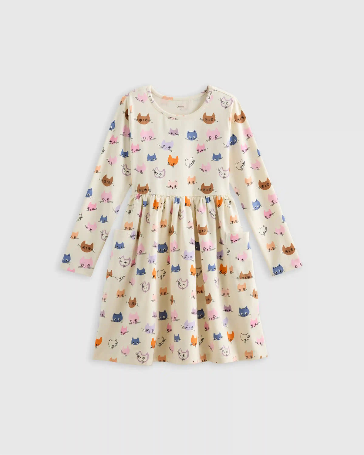 Organic Cotton Long Sleeve Fit and Flare Pocket Dress