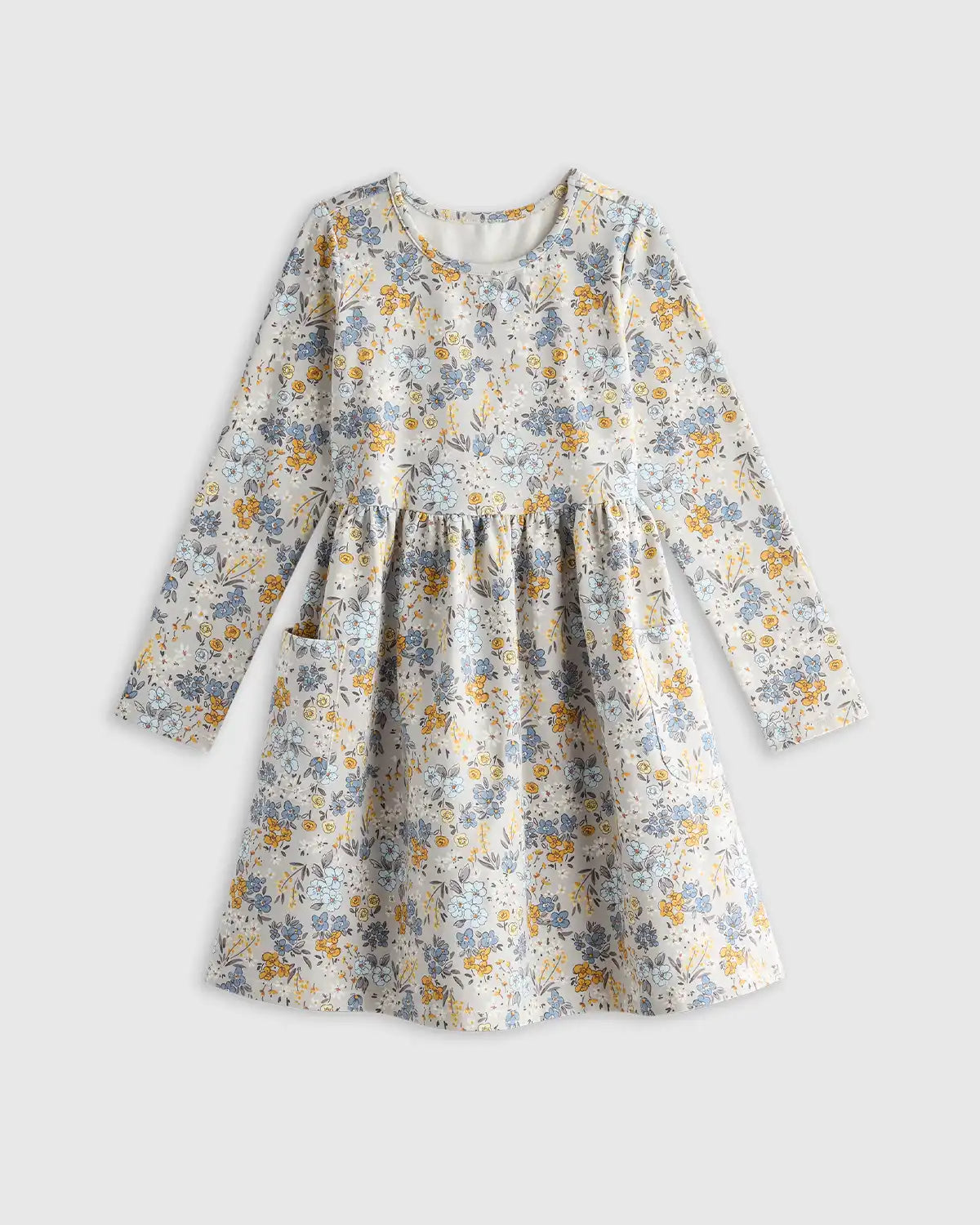Organic Cotton Long Sleeve Fit and Flare Pocket Dress