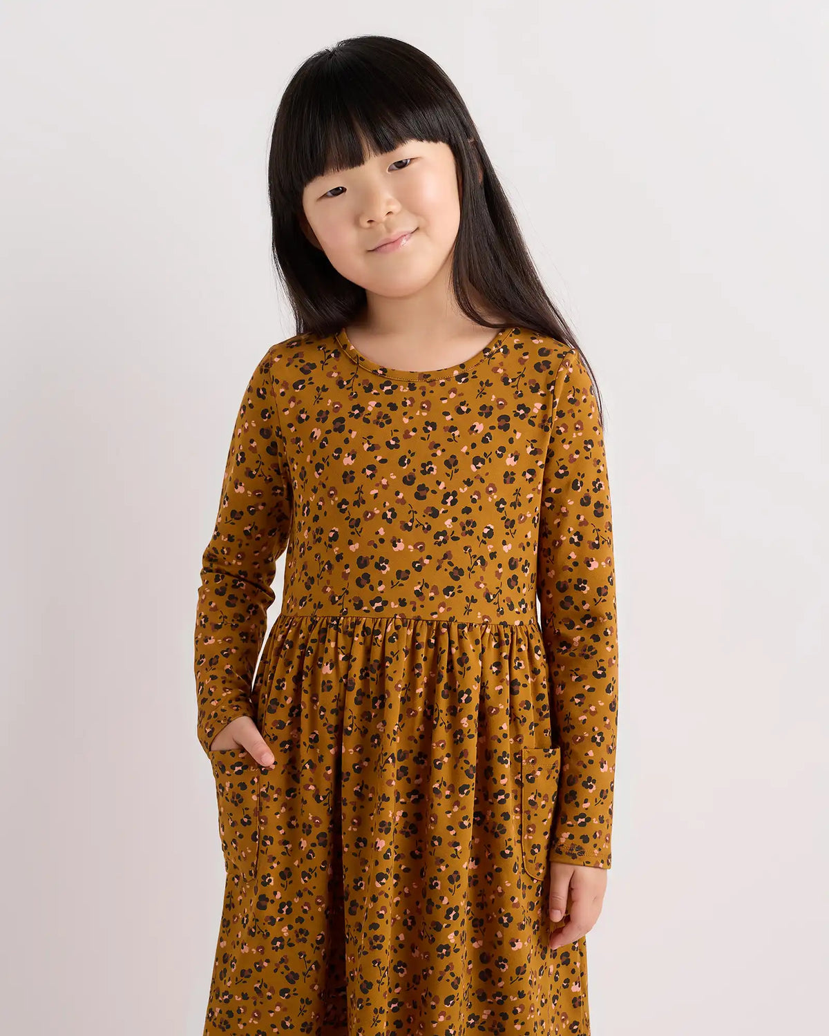 Organic Cotton Long Sleeve Fit and Flare Pocket Dress