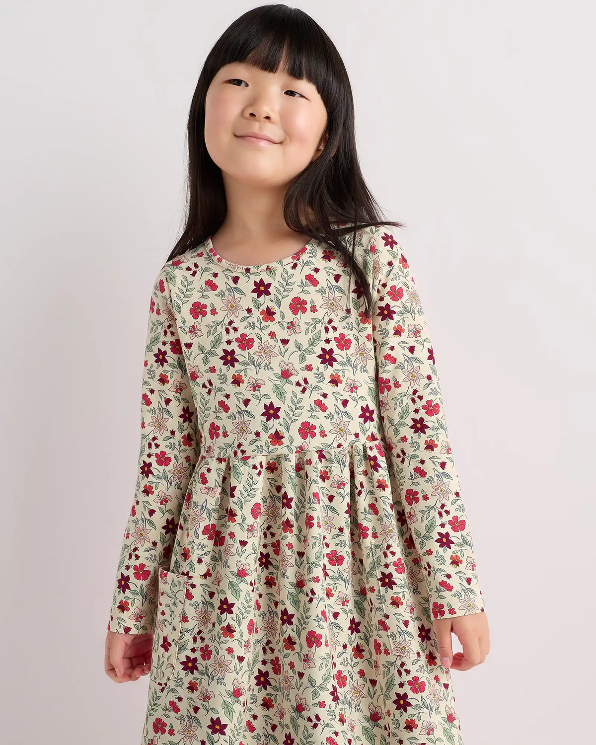 Organic Cotton Long Sleeve Fit and Flare Pocket Dress