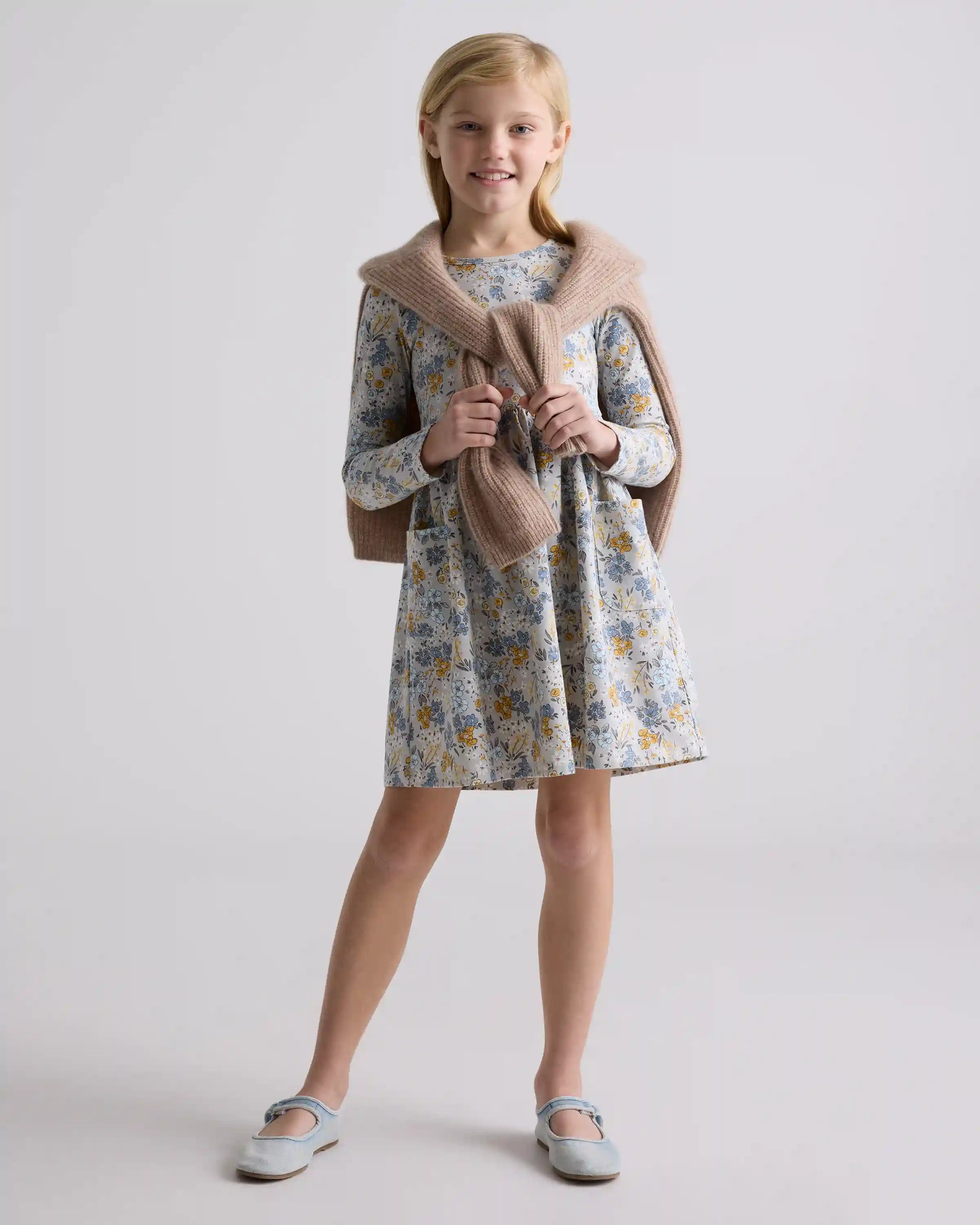 Organic Cotton Long Sleeve Fit and Flare Pocket Dress