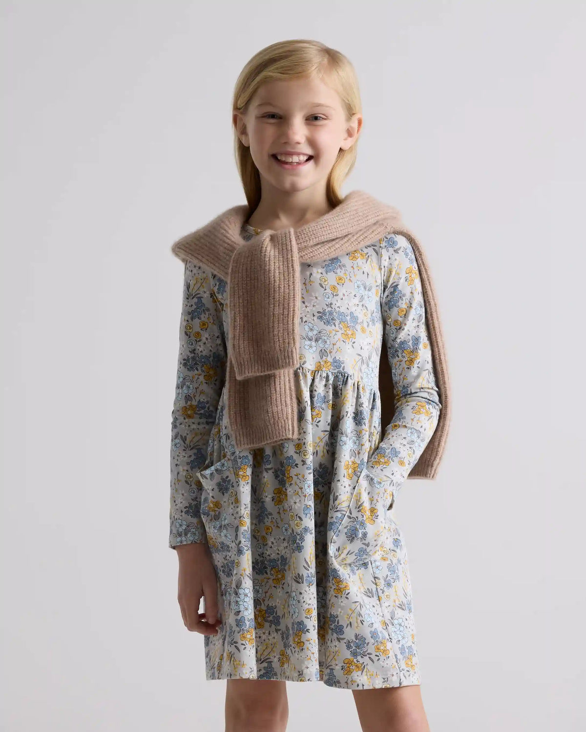 Organic Cotton Long Sleeve Fit and Flare Pocket Dress