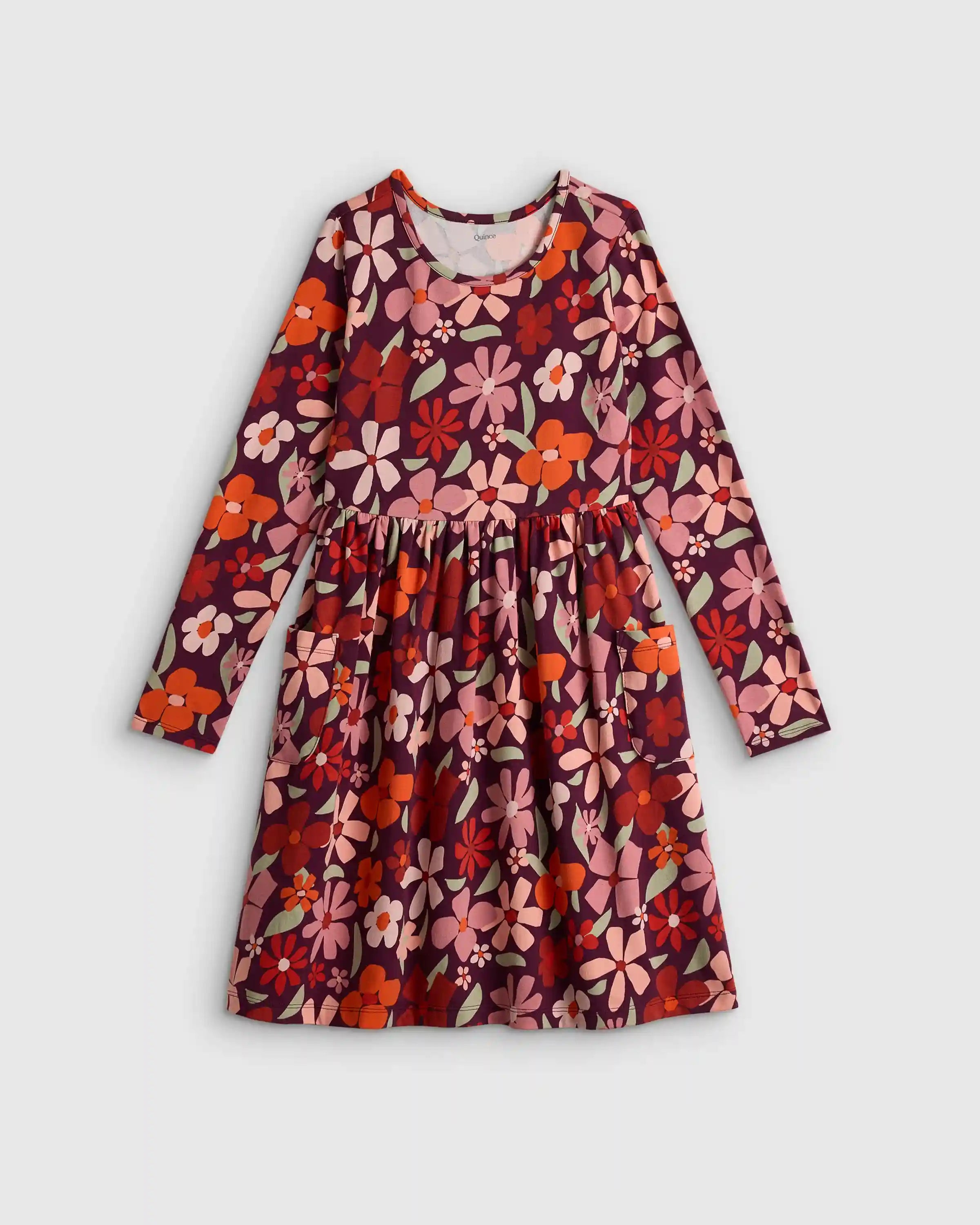 Organic Cotton Long Sleeve Fit and Flare Pocket Dress