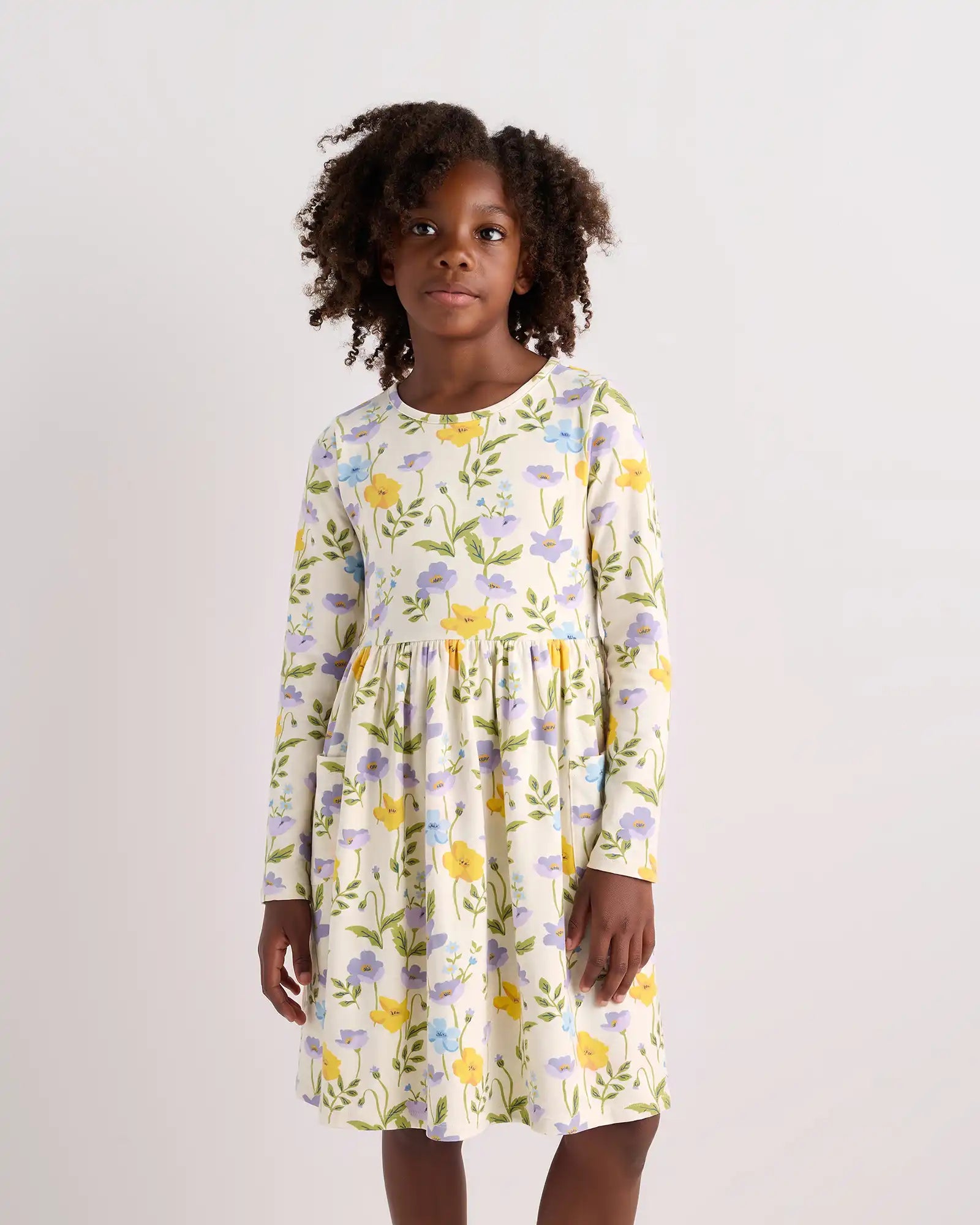 Organic Cotton Long Sleeve Fit and Flare Pocket Dress