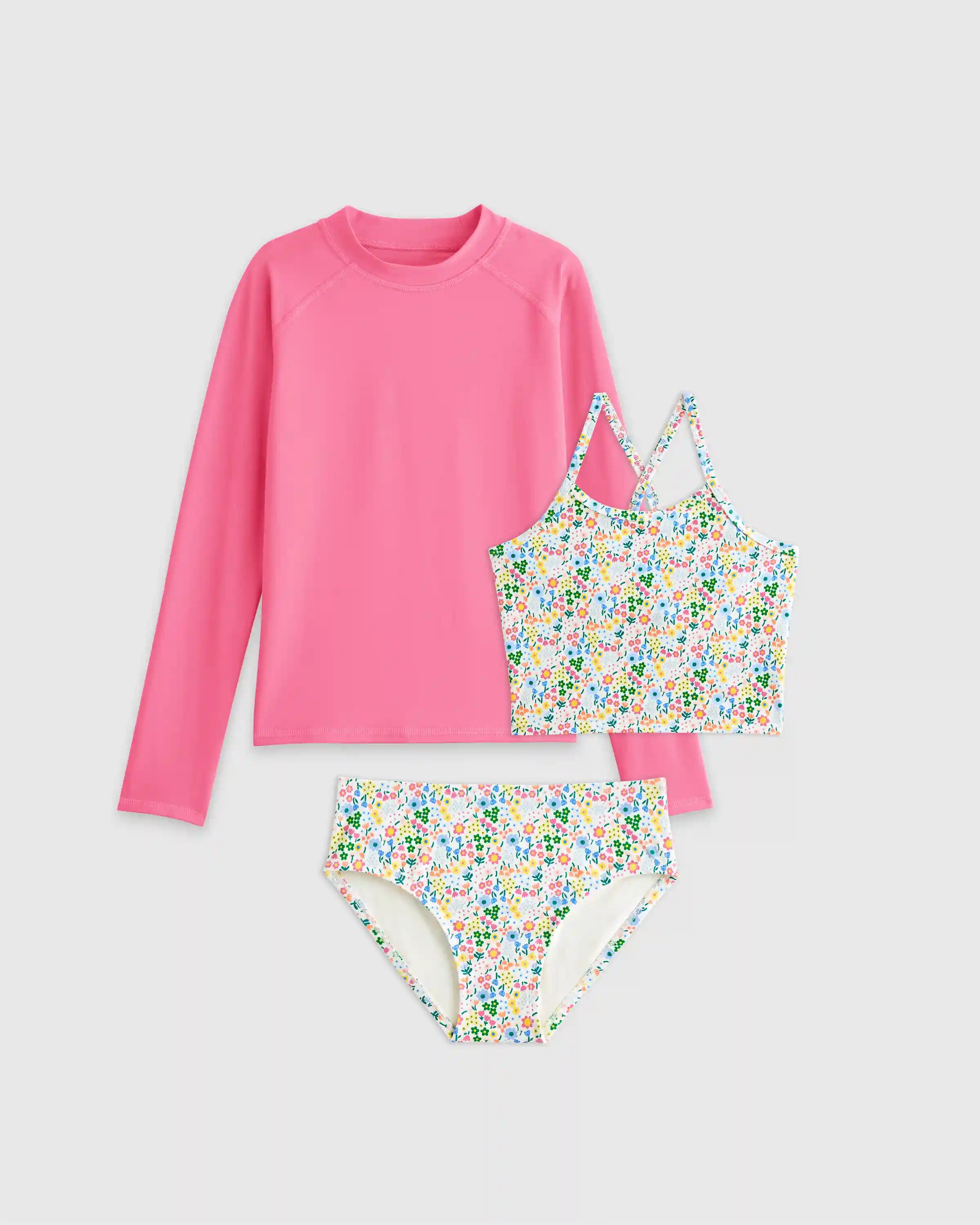 Tankini and Long Sleeve Raglan Rash Guard Set