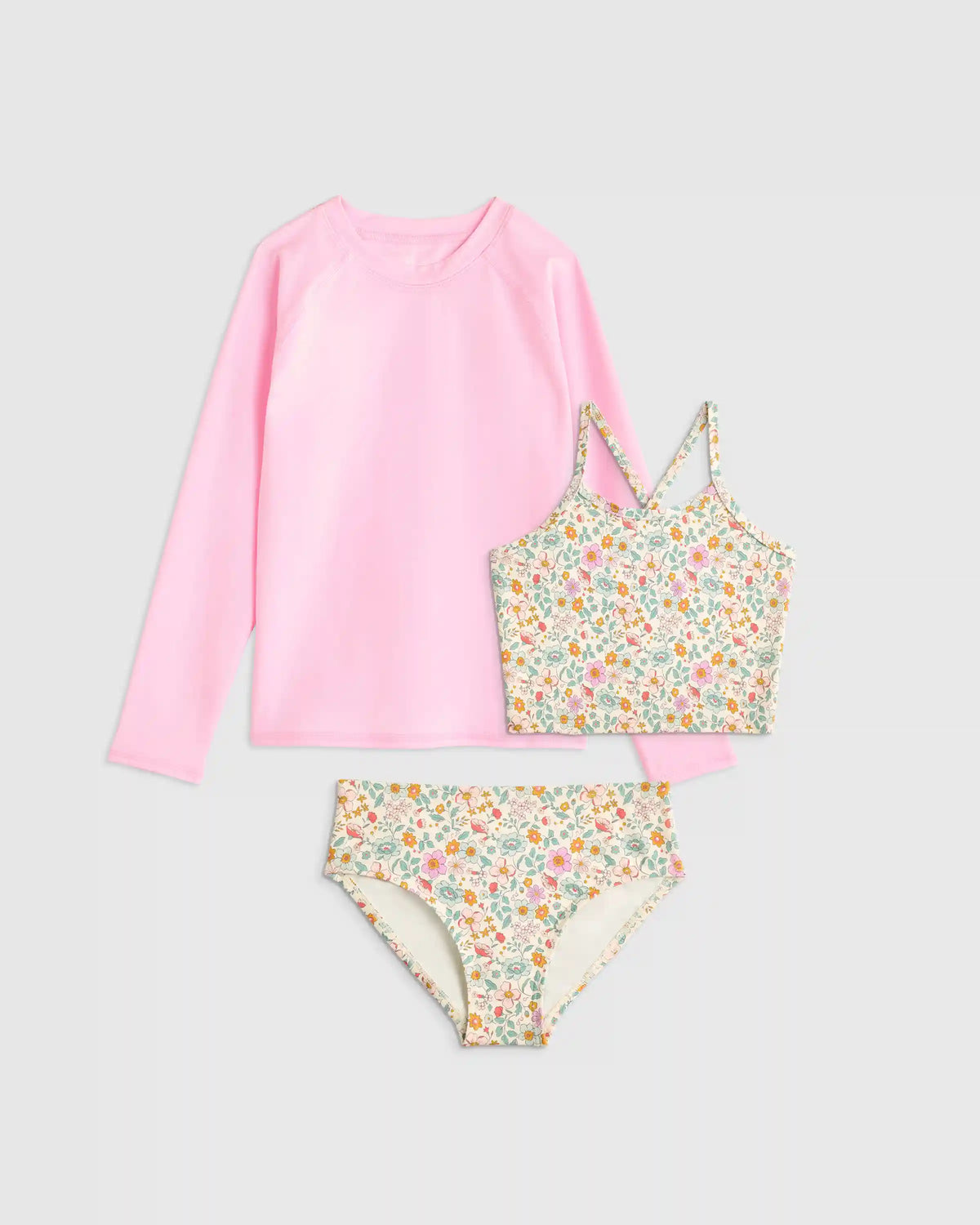 Tankini and Long Sleeve Raglan Rash Guard Set