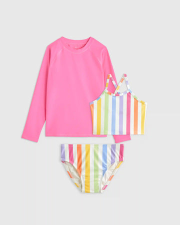 Tankini and Long Sleeve Raglan Rash Guard Set