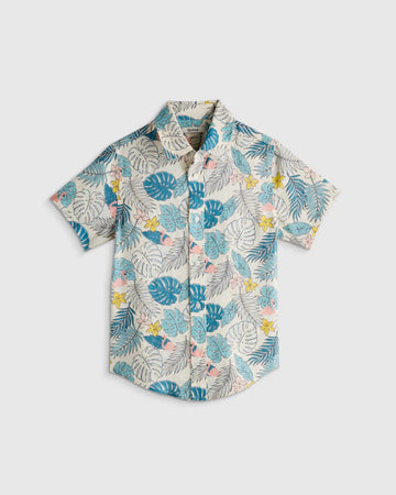 100% European Linen Printed Short Sleeve Shirt