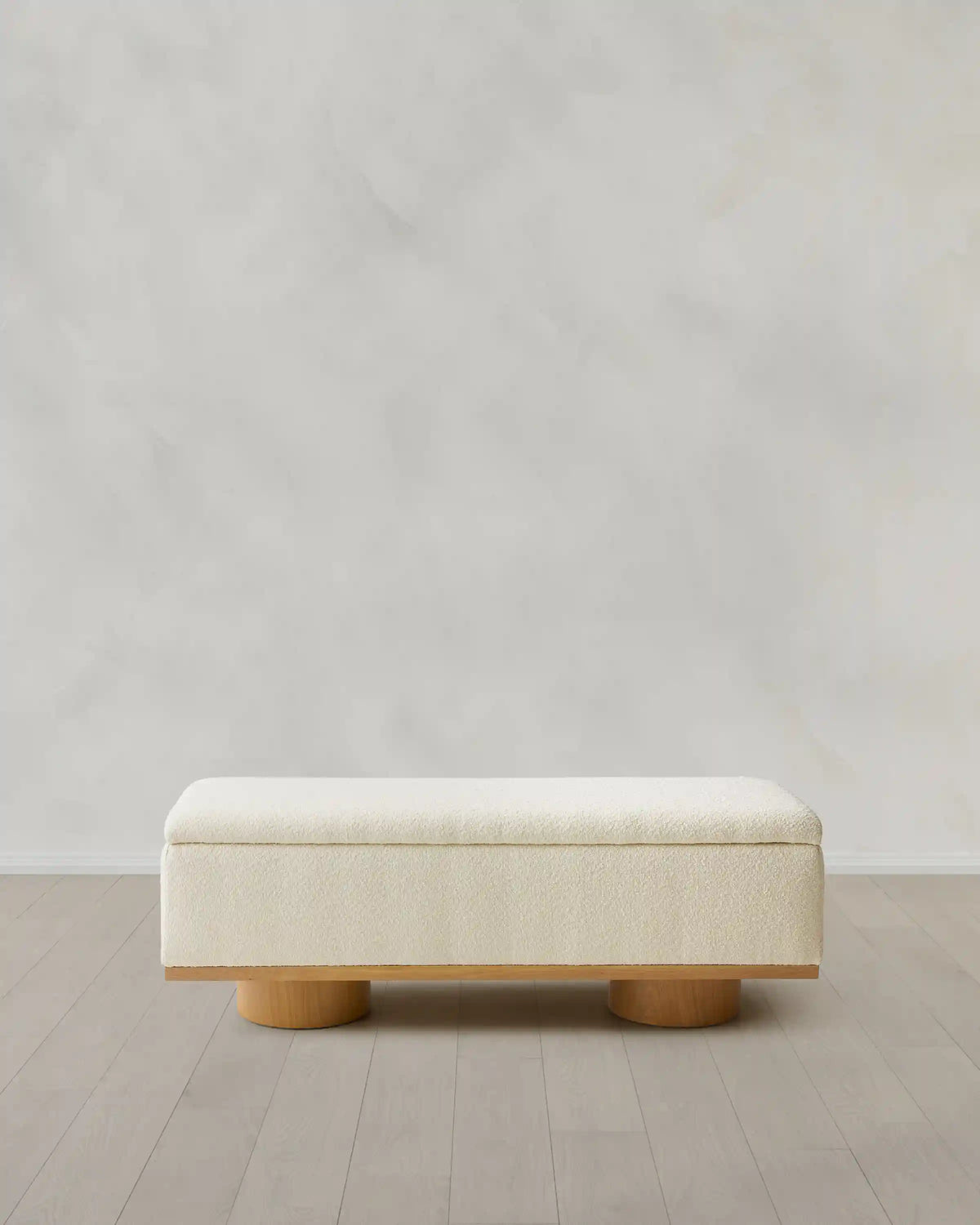 Oak and Performance Boucle Storage Bench