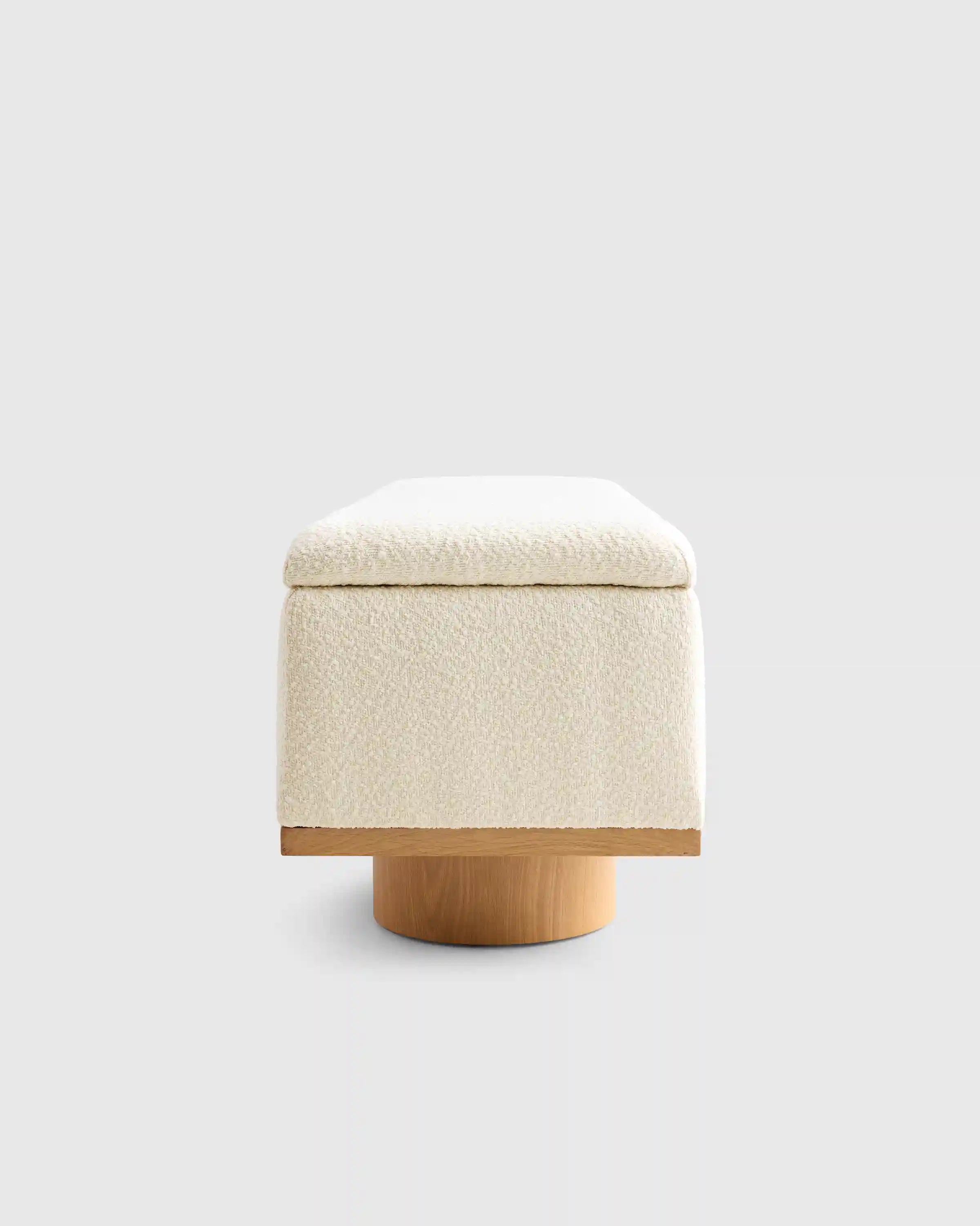 Oak and Performance Boucle Storage Bench