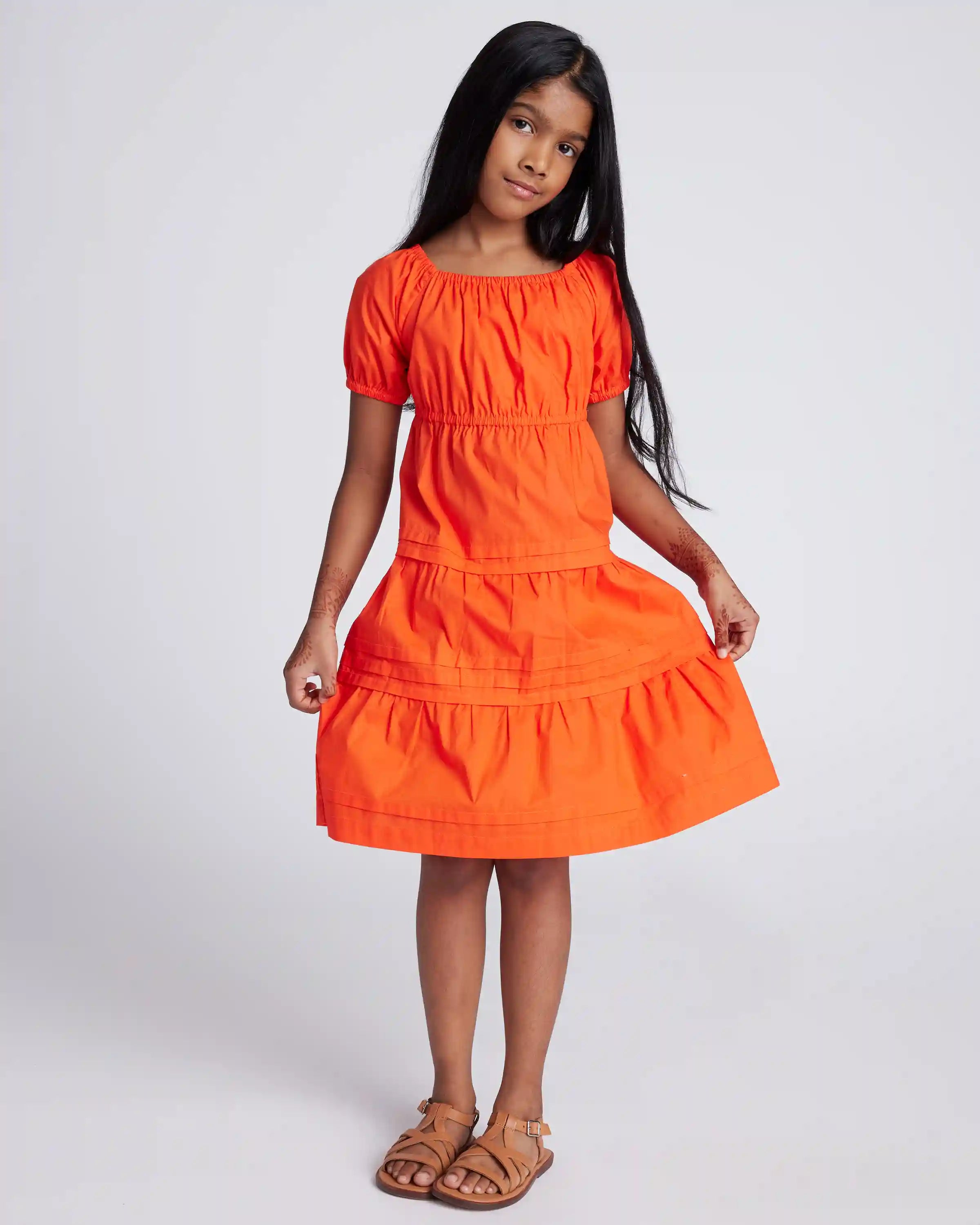 100% Organic Cotton Poplin Tiered Dress
