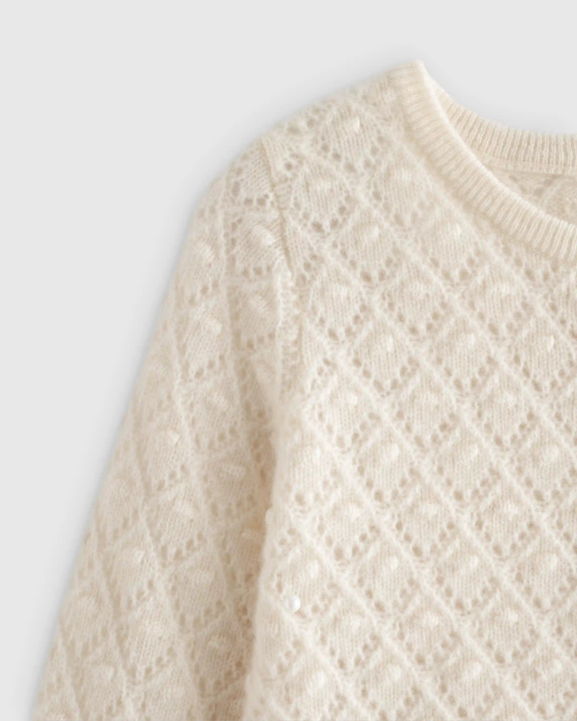 Washable Cashmere Pointelle Cardigan