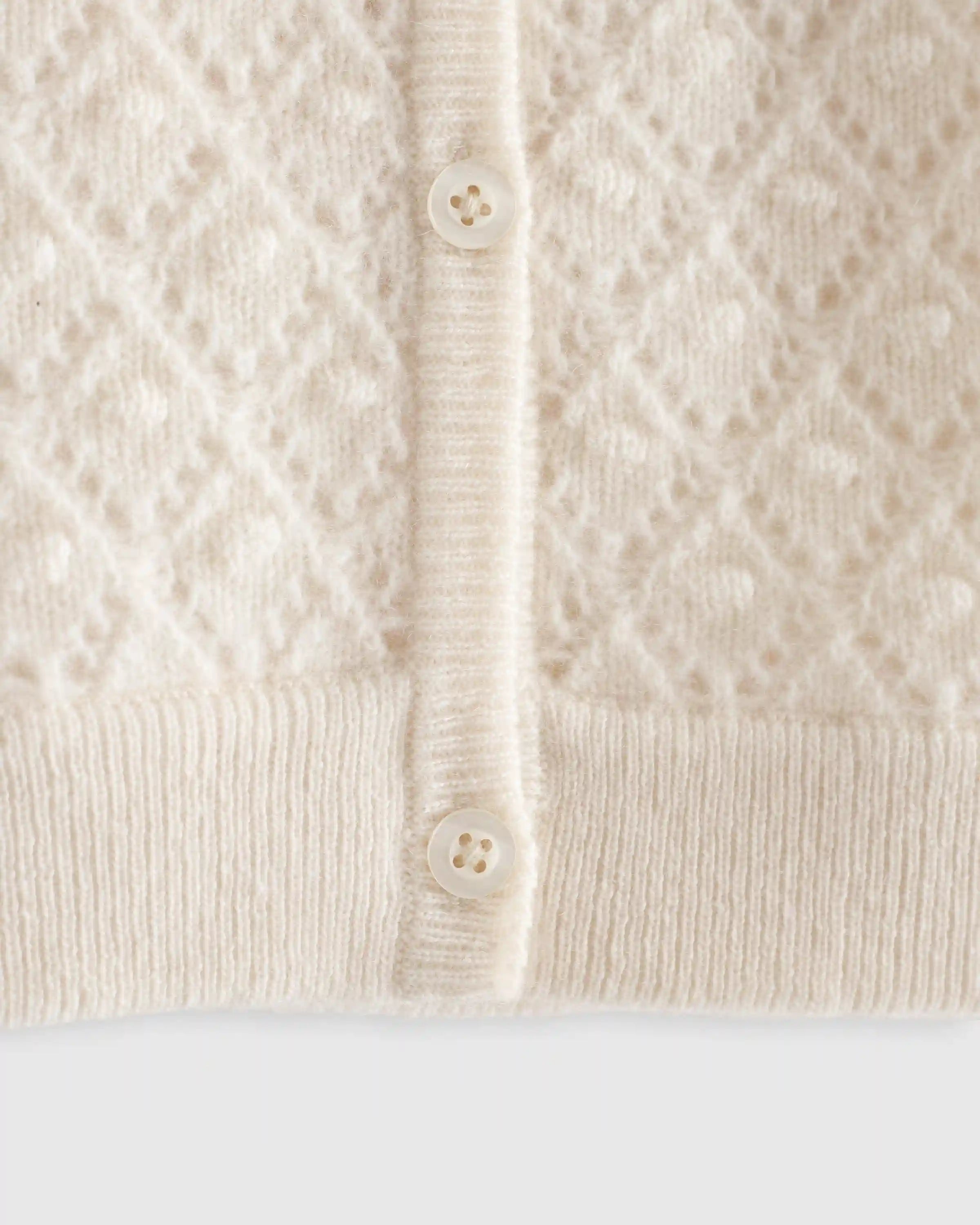 Washable Cashmere Pointelle Cardigan