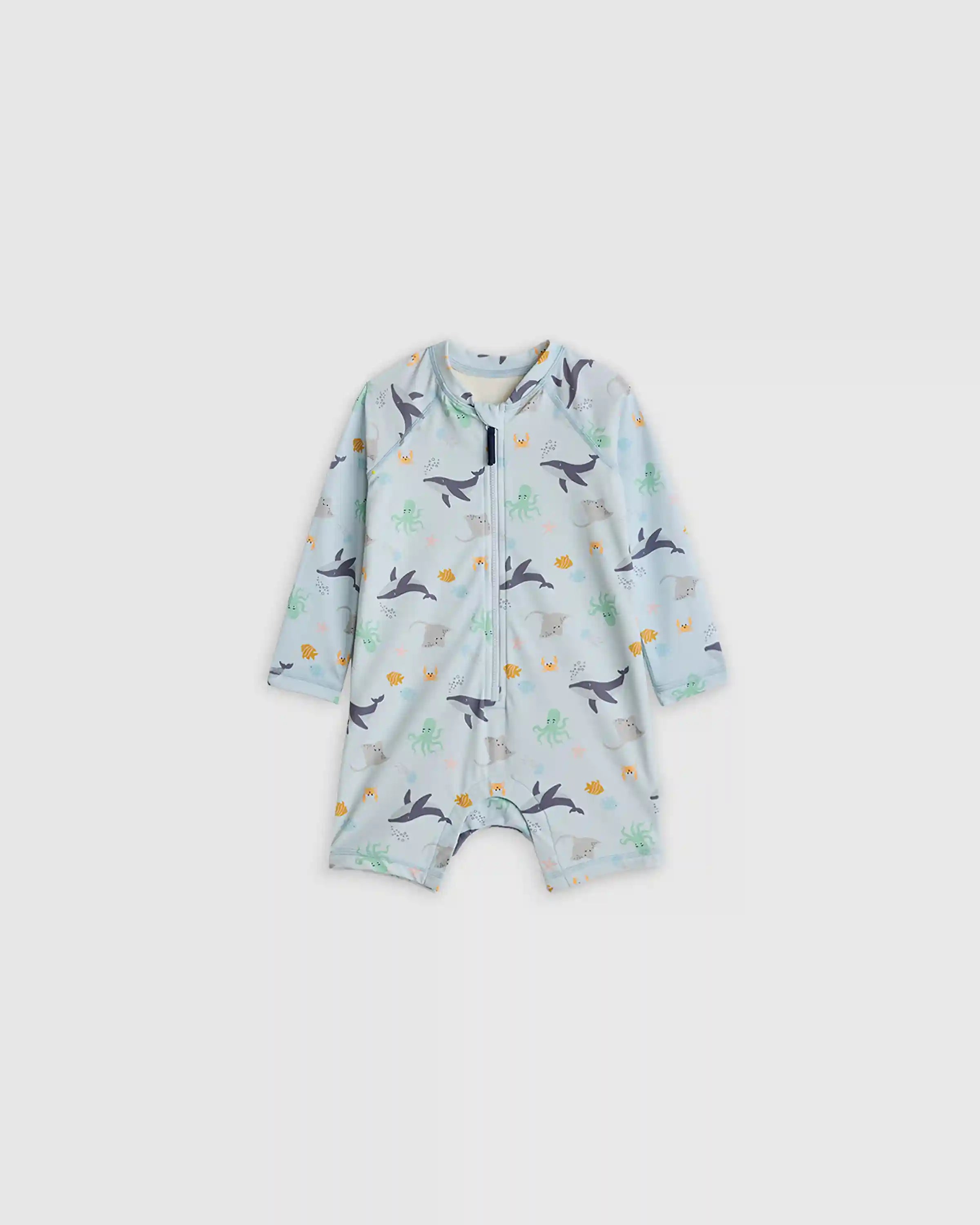 Long Sleeve Zip-Up Rash Guard One-Piece