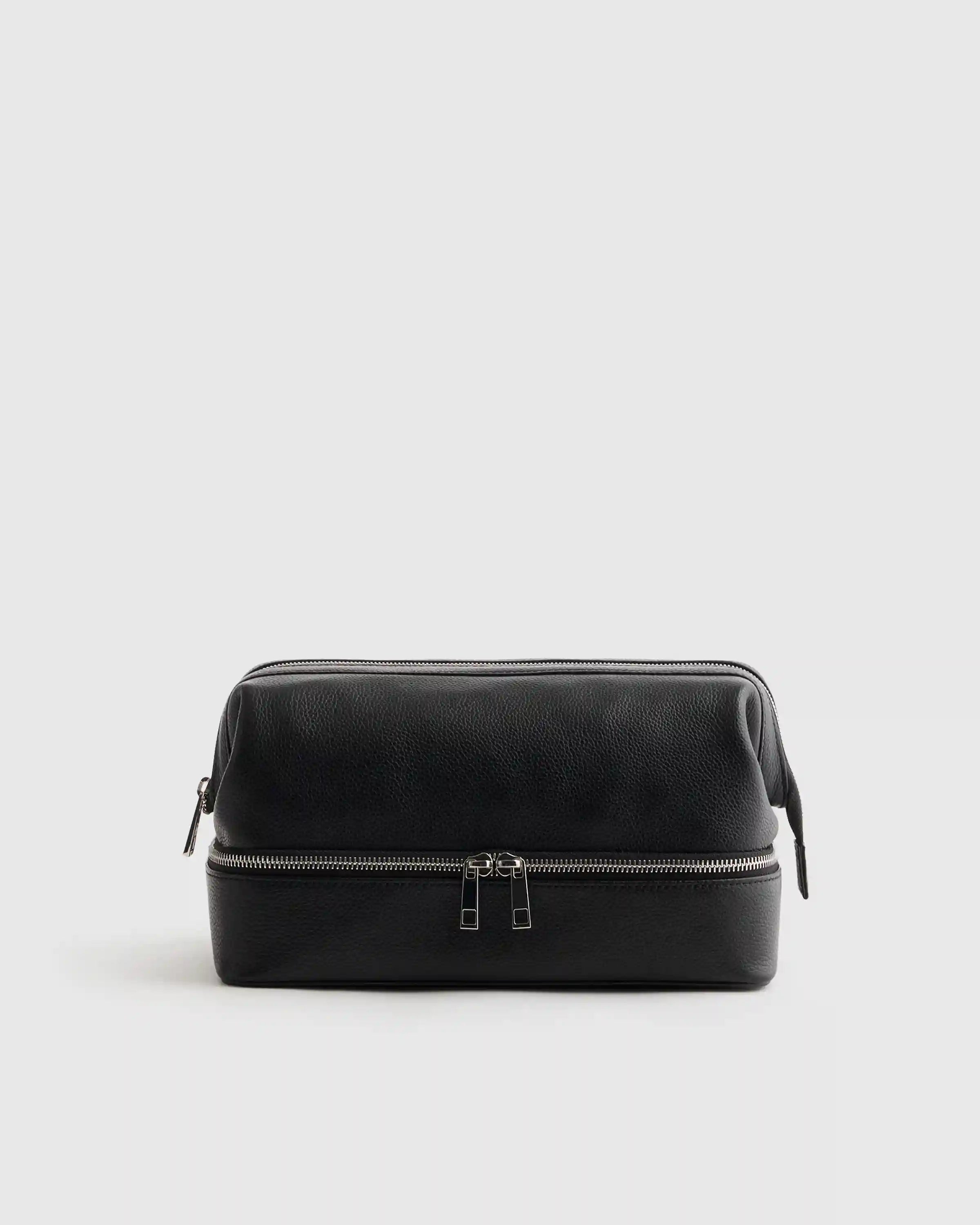 Italian Leather Dual Compartment Toiletry Bag