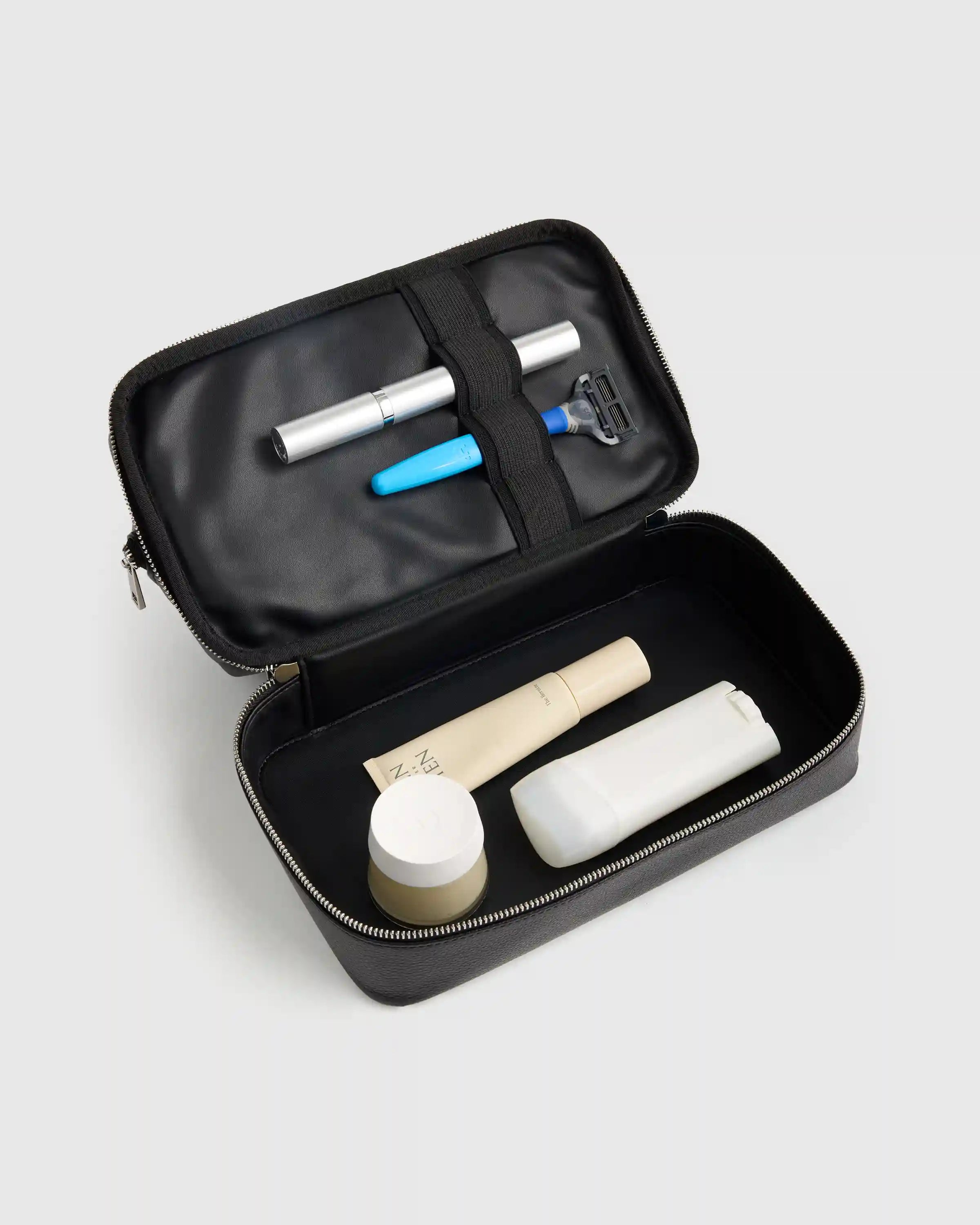 Italian Leather Dual Compartment Toiletry Bag