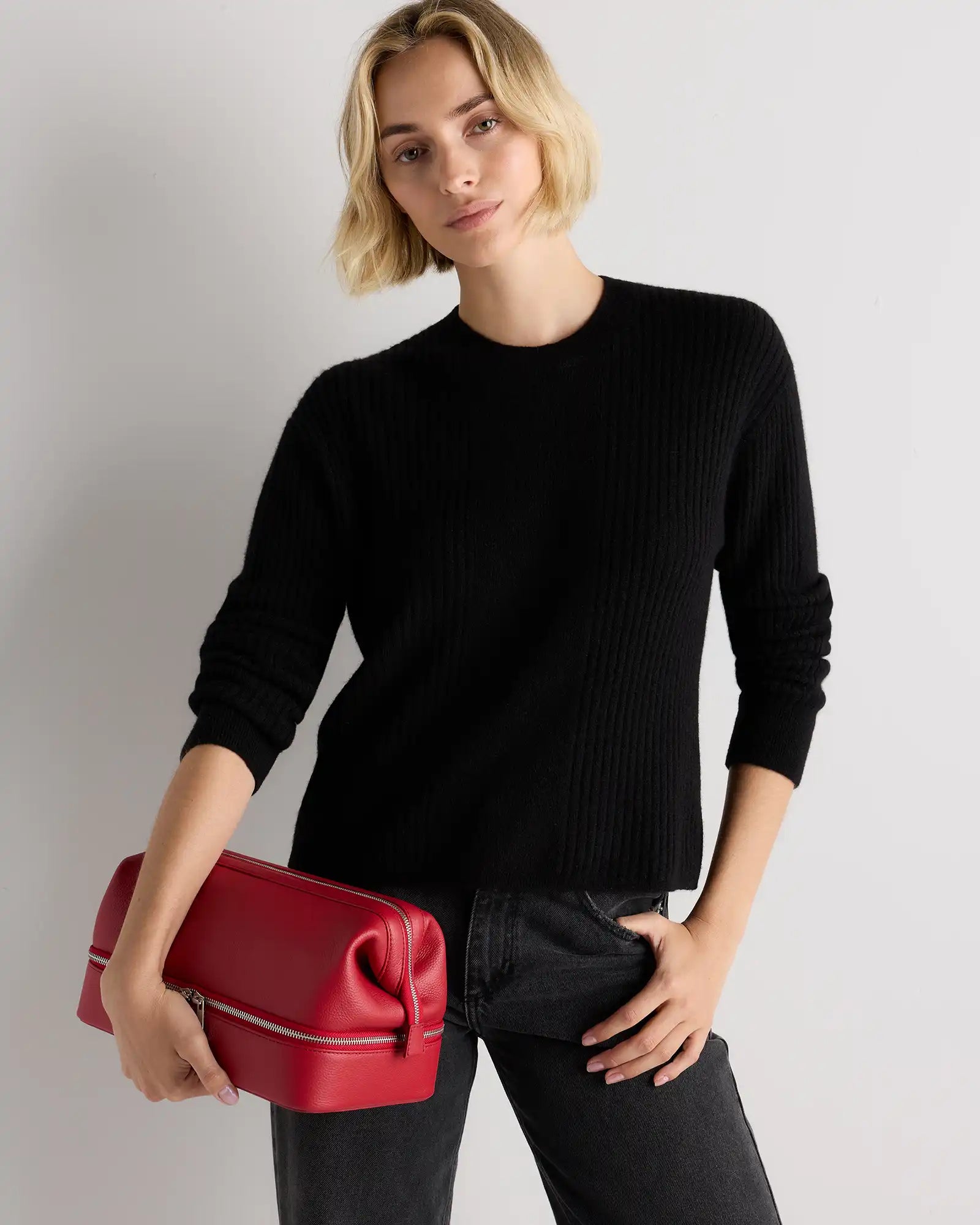Italian Leather Dual Compartment Toiletry Bag