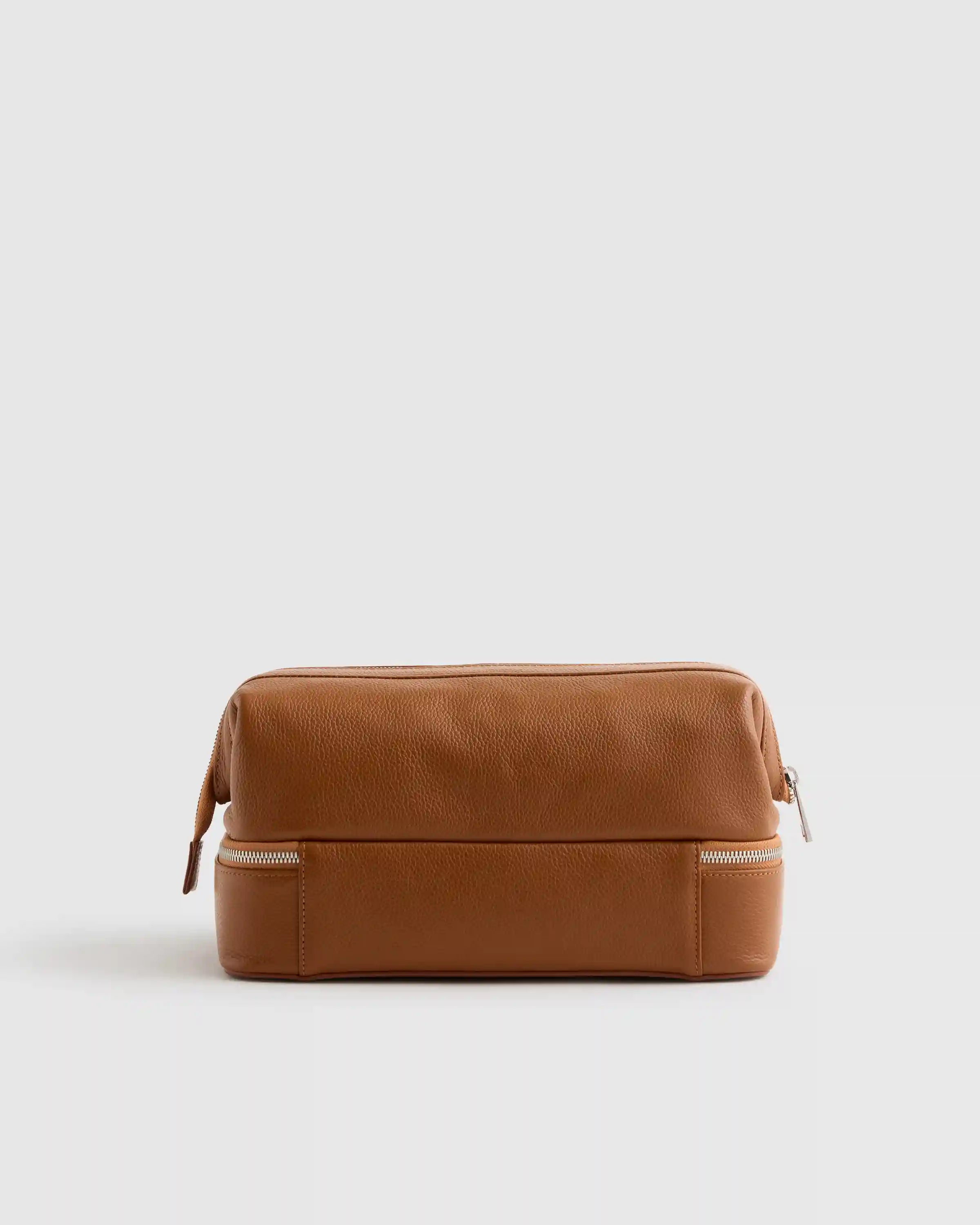 Italian Leather Dual Compartment Toiletry Bag