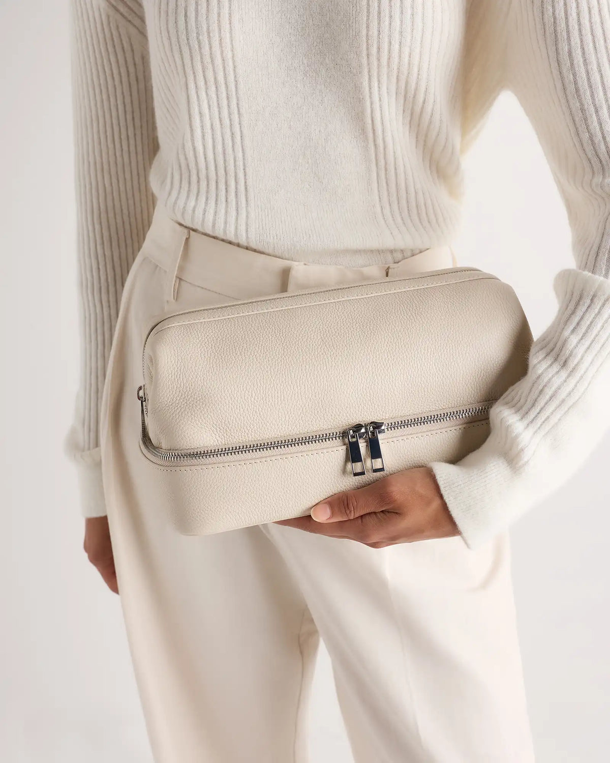 Italian Leather Dual Compartment Toiletry Bag