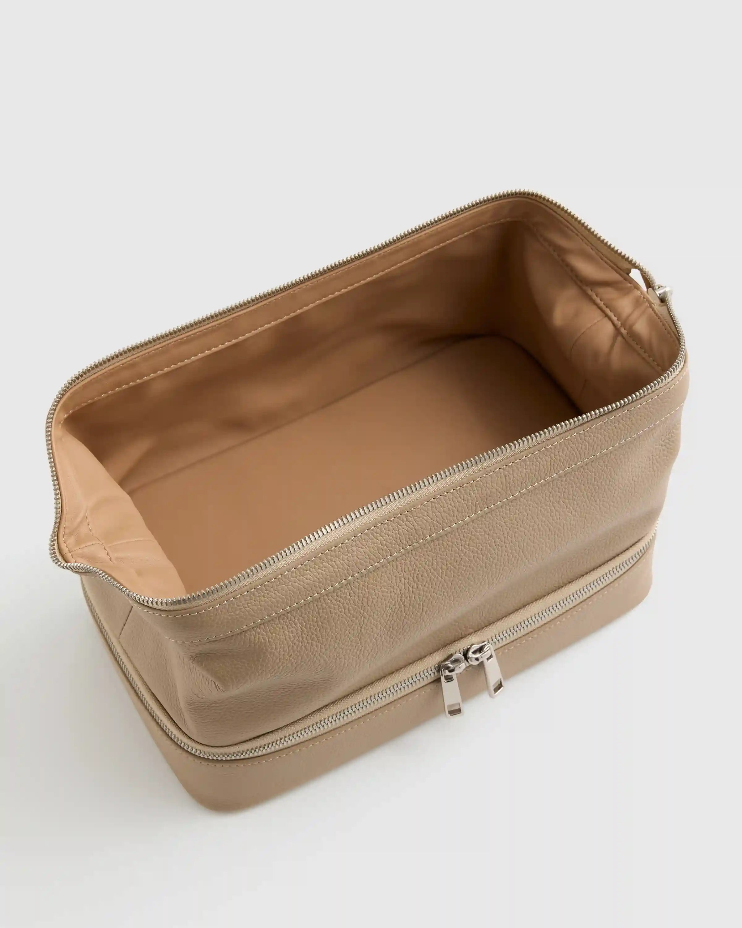 Italian Leather Dual Compartment Toiletry Bag