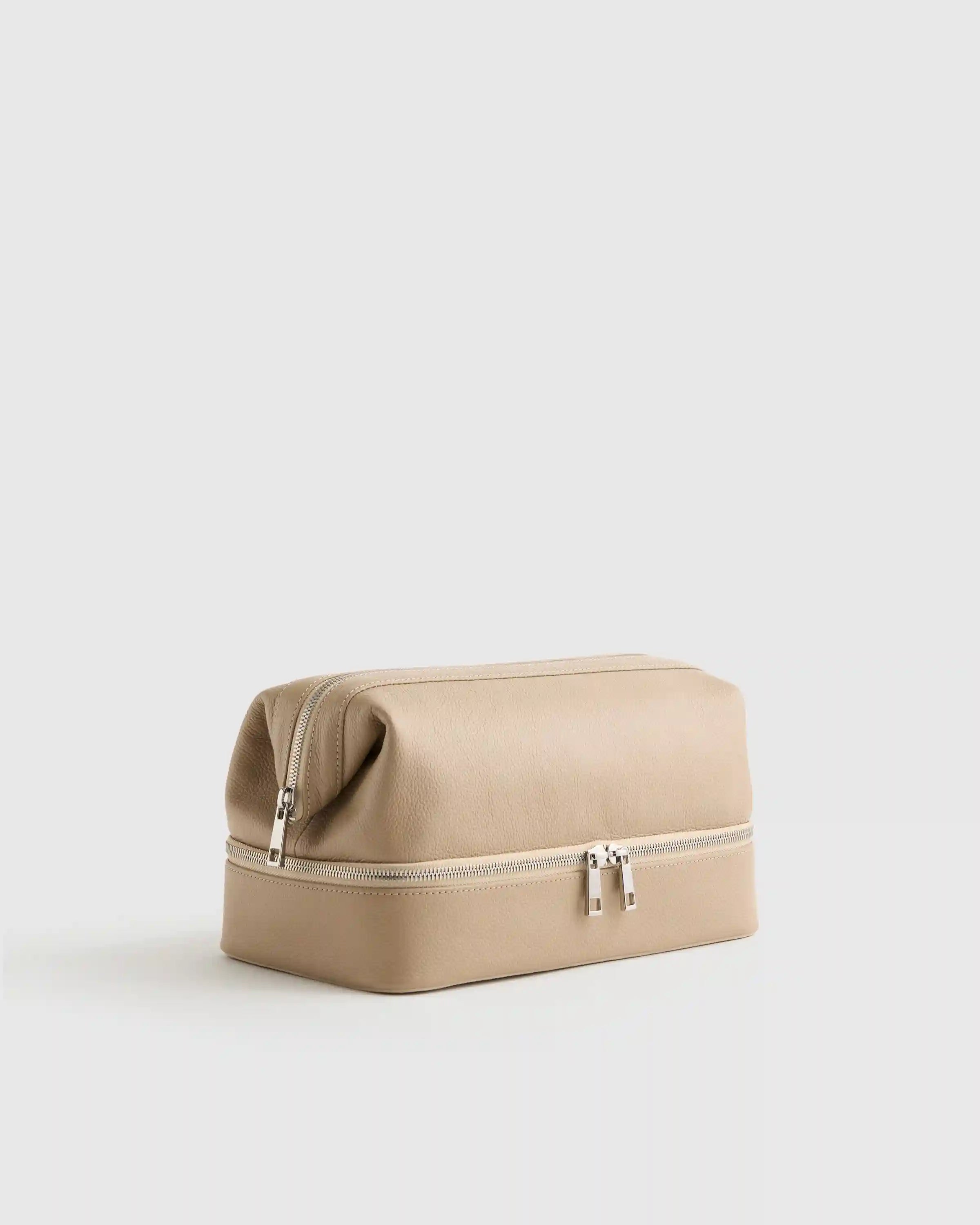 Italian Leather Dual Compartment Toiletry Bag