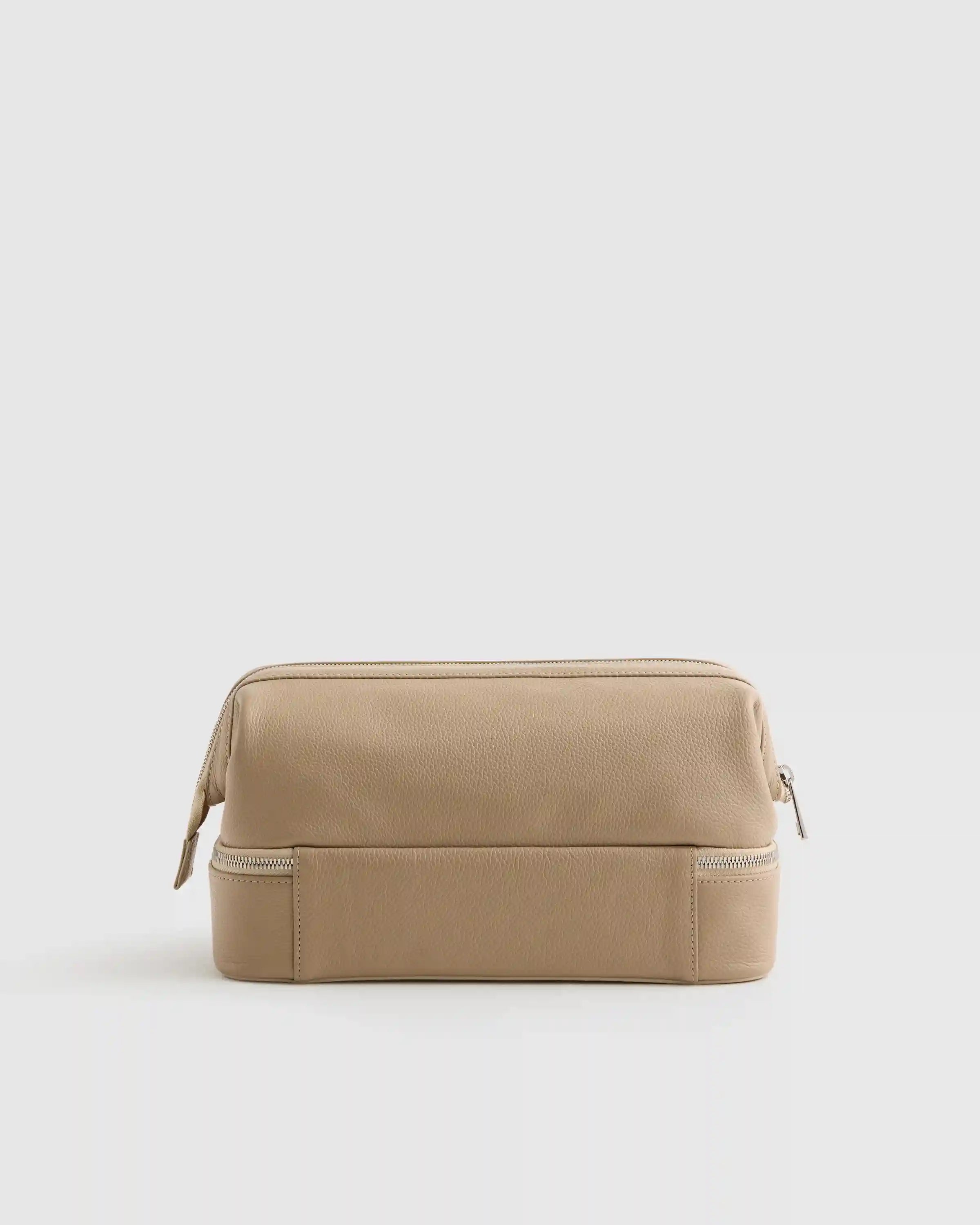 Italian Leather Dual Compartment Toiletry Bag
