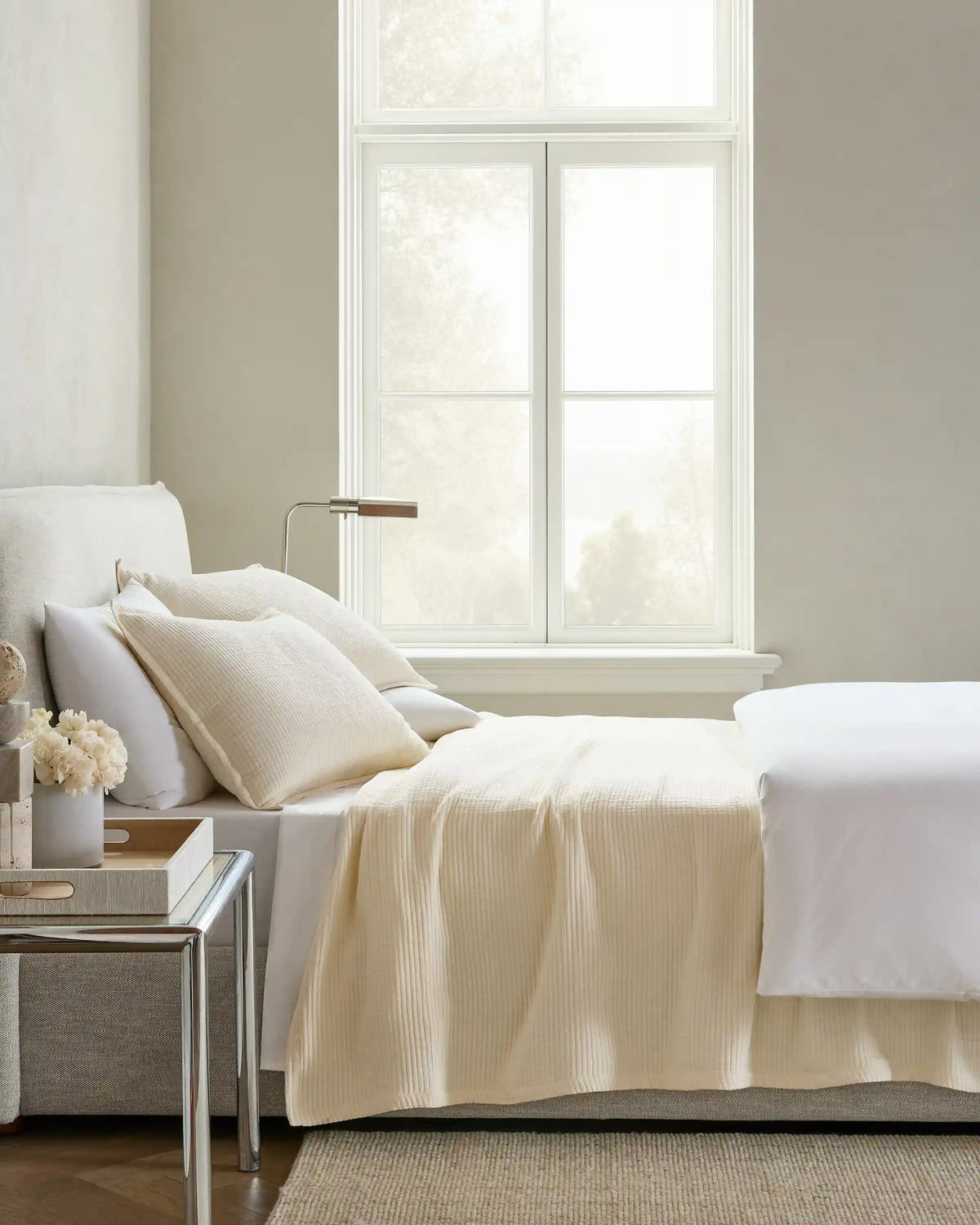 Organic Ribbed Cotton Coverlet Set