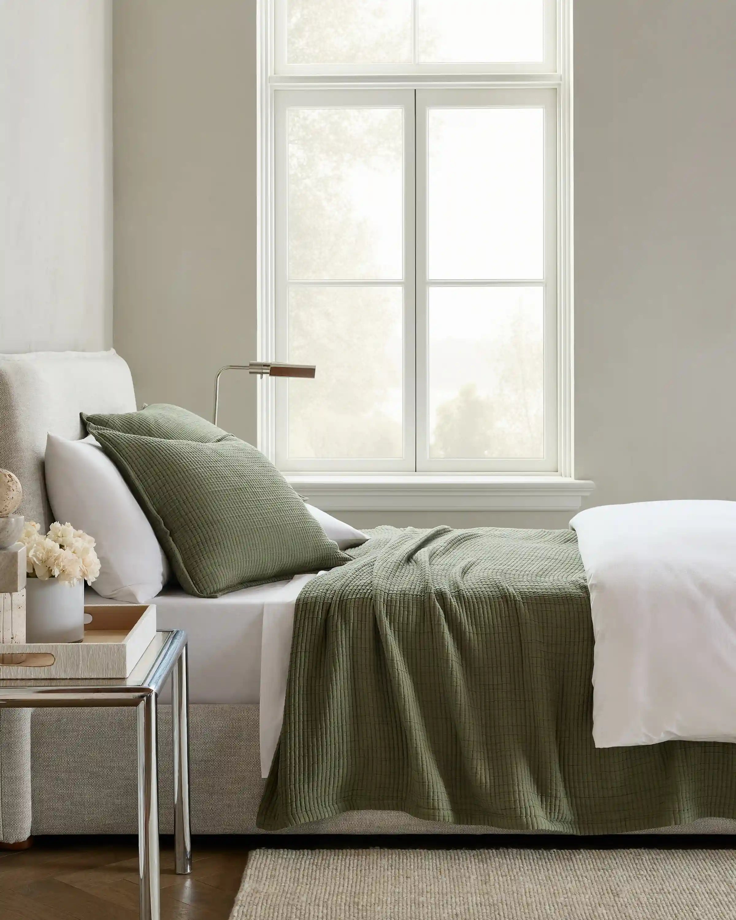 Organic Ribbed Cotton Coverlet Set