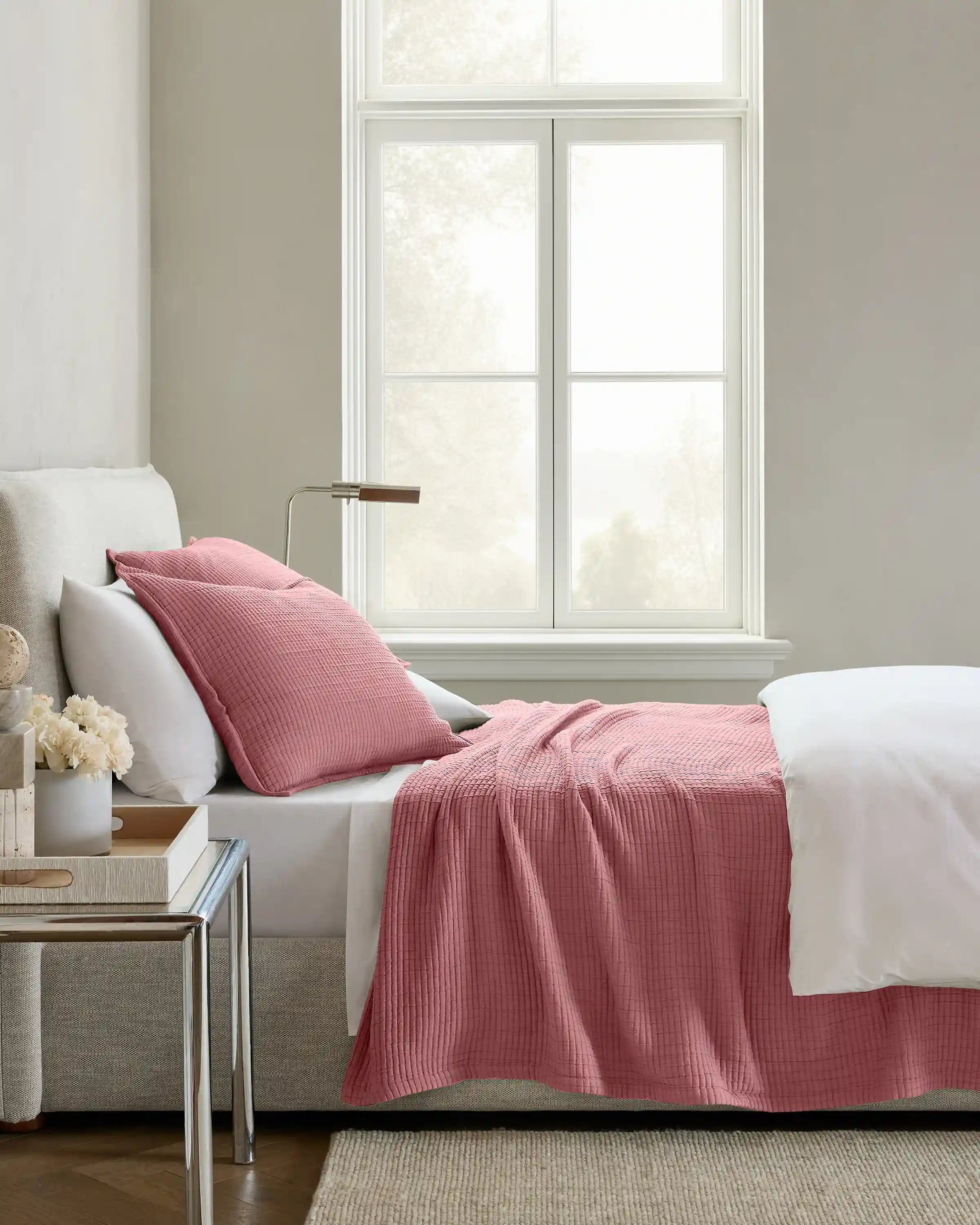 Organic Ribbed Cotton Coverlet Set