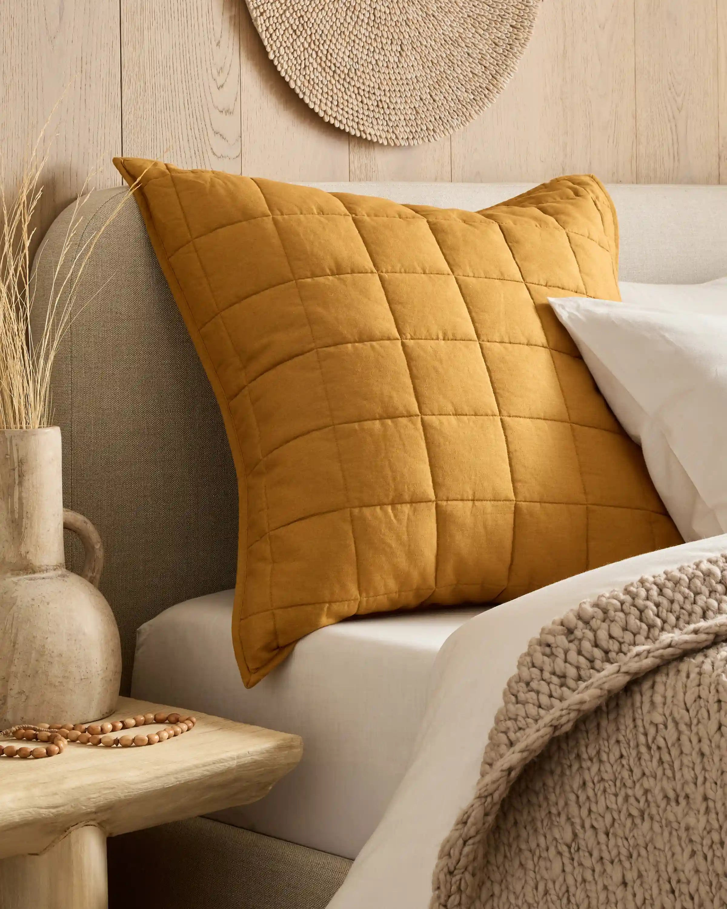 European Linen Box Quilted Euro Sham