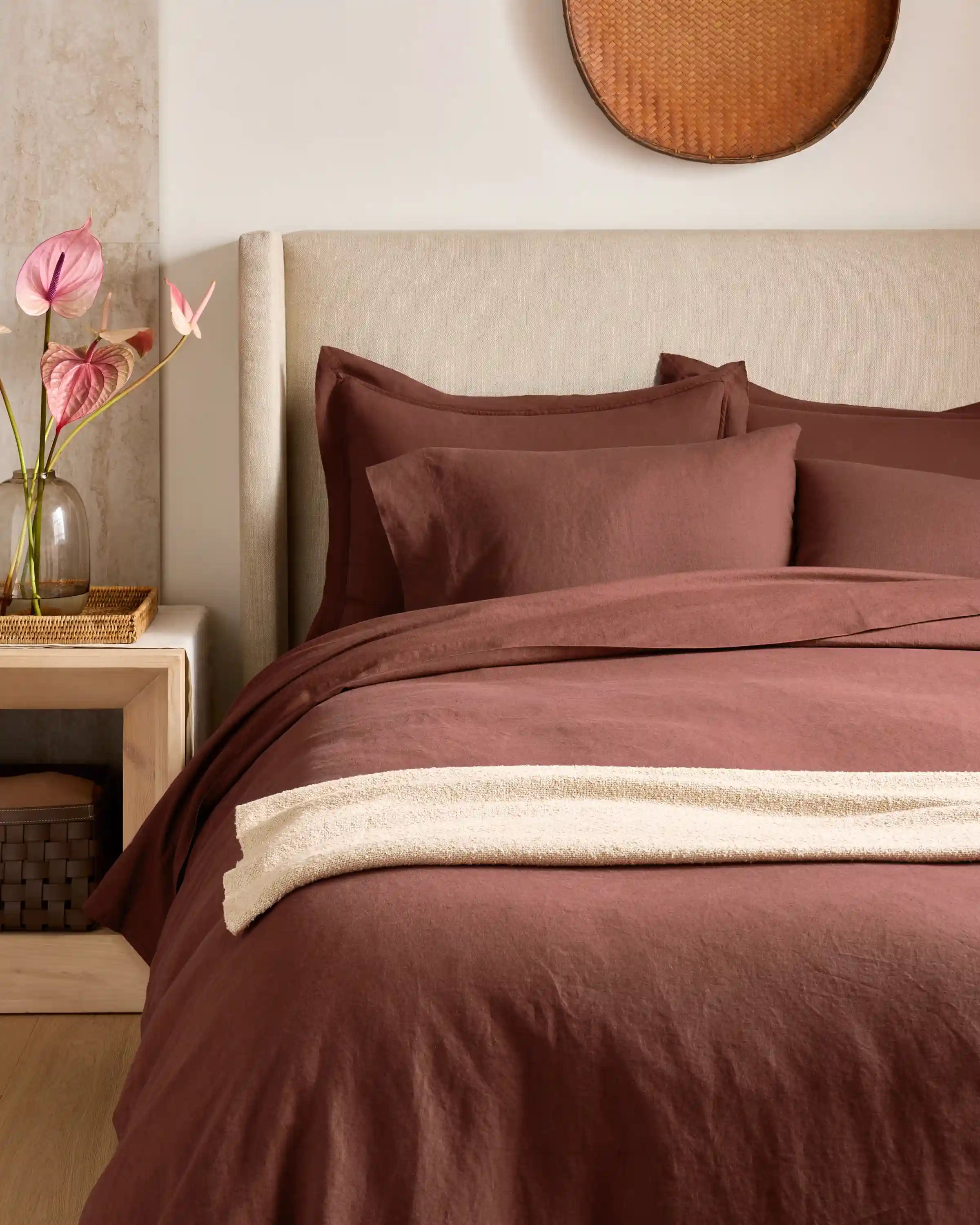 European Linen Double Flange Sham Set