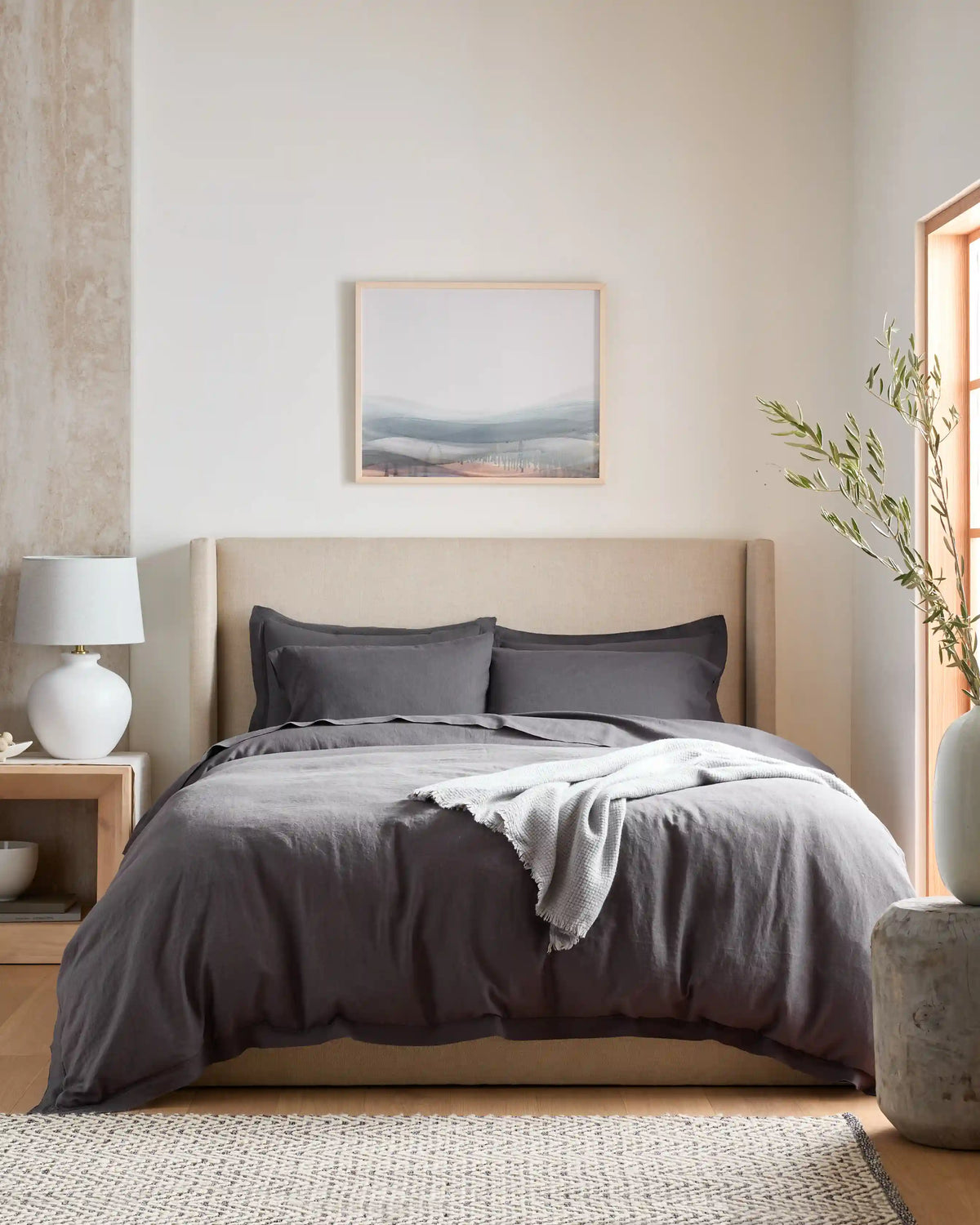 European Linen Double Flange Sham Set