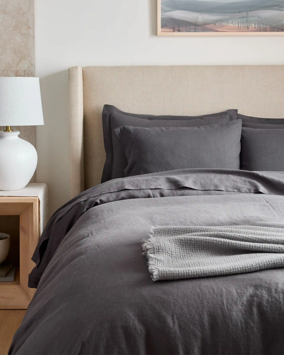 European Linen Double Flange Duvet Cover Set