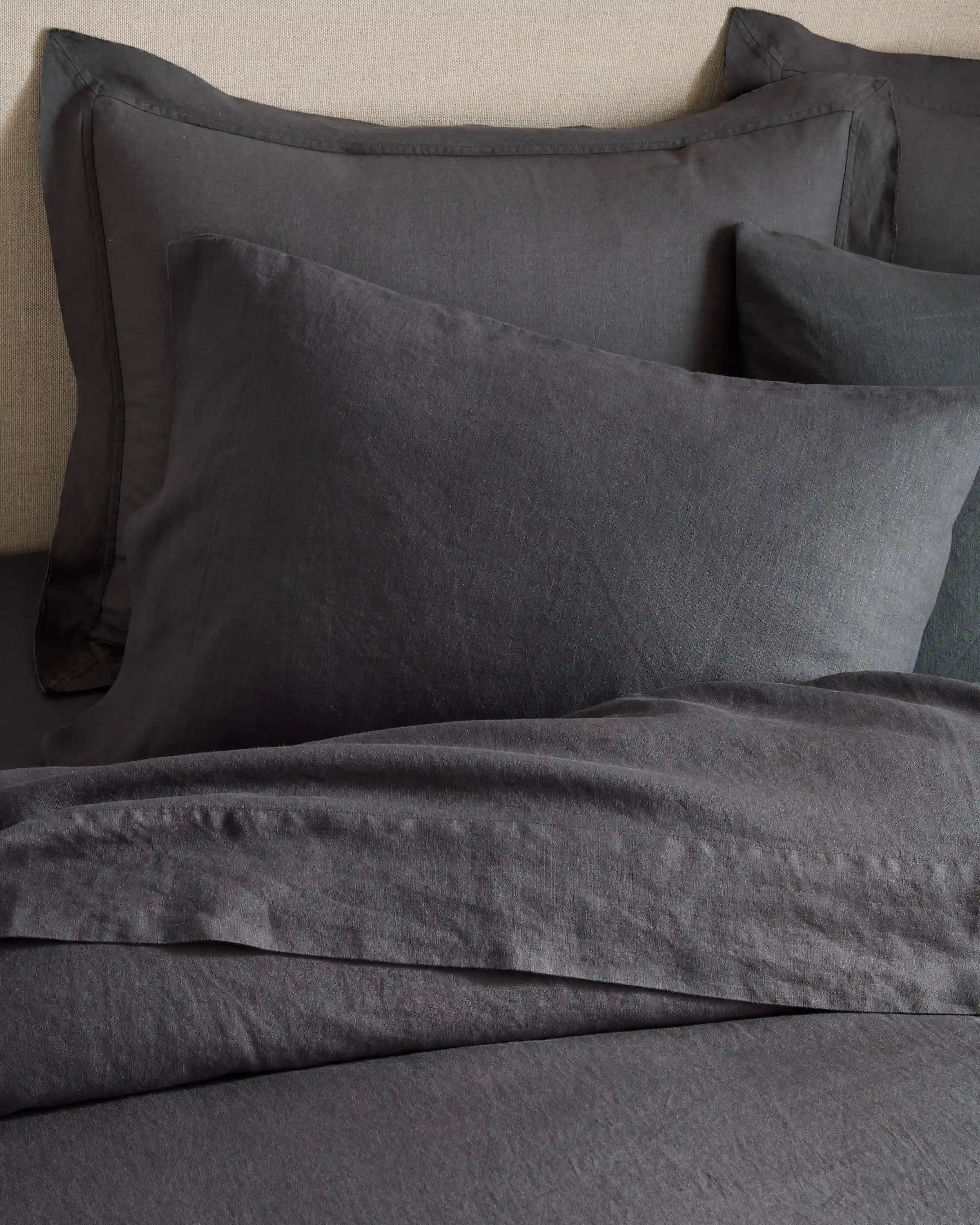 European Linen Double Flange Sham Set