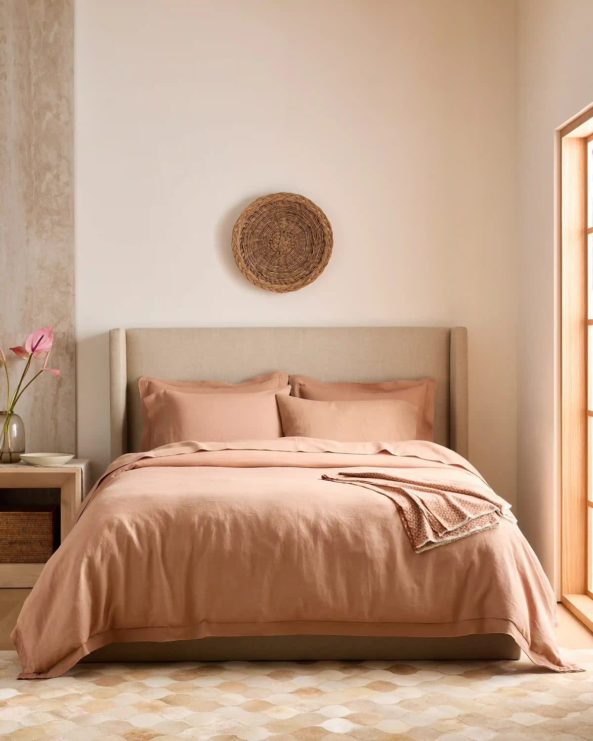 European Linen Double Flange Sham Set