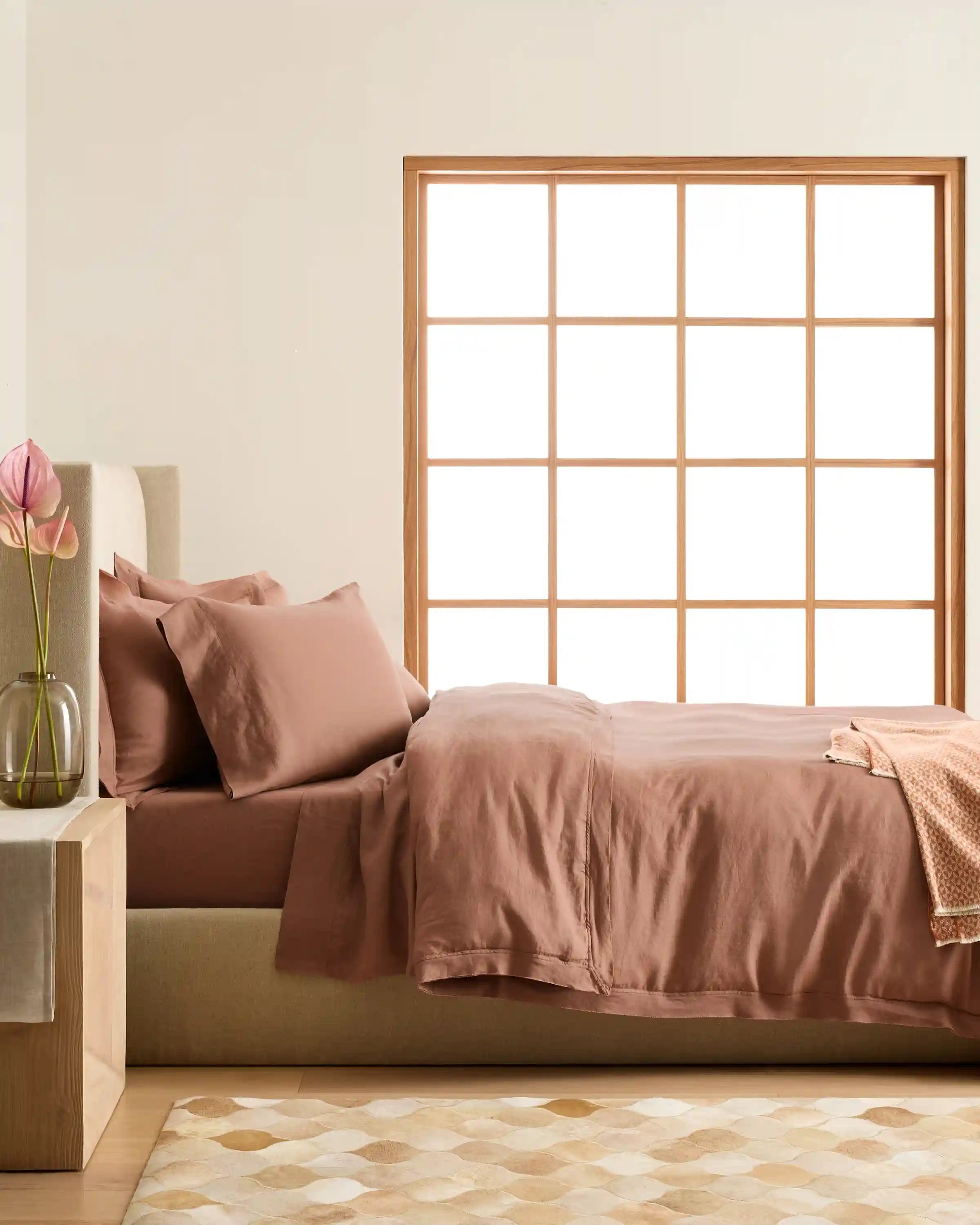 European Linen Double Flange Duvet Cover Set
