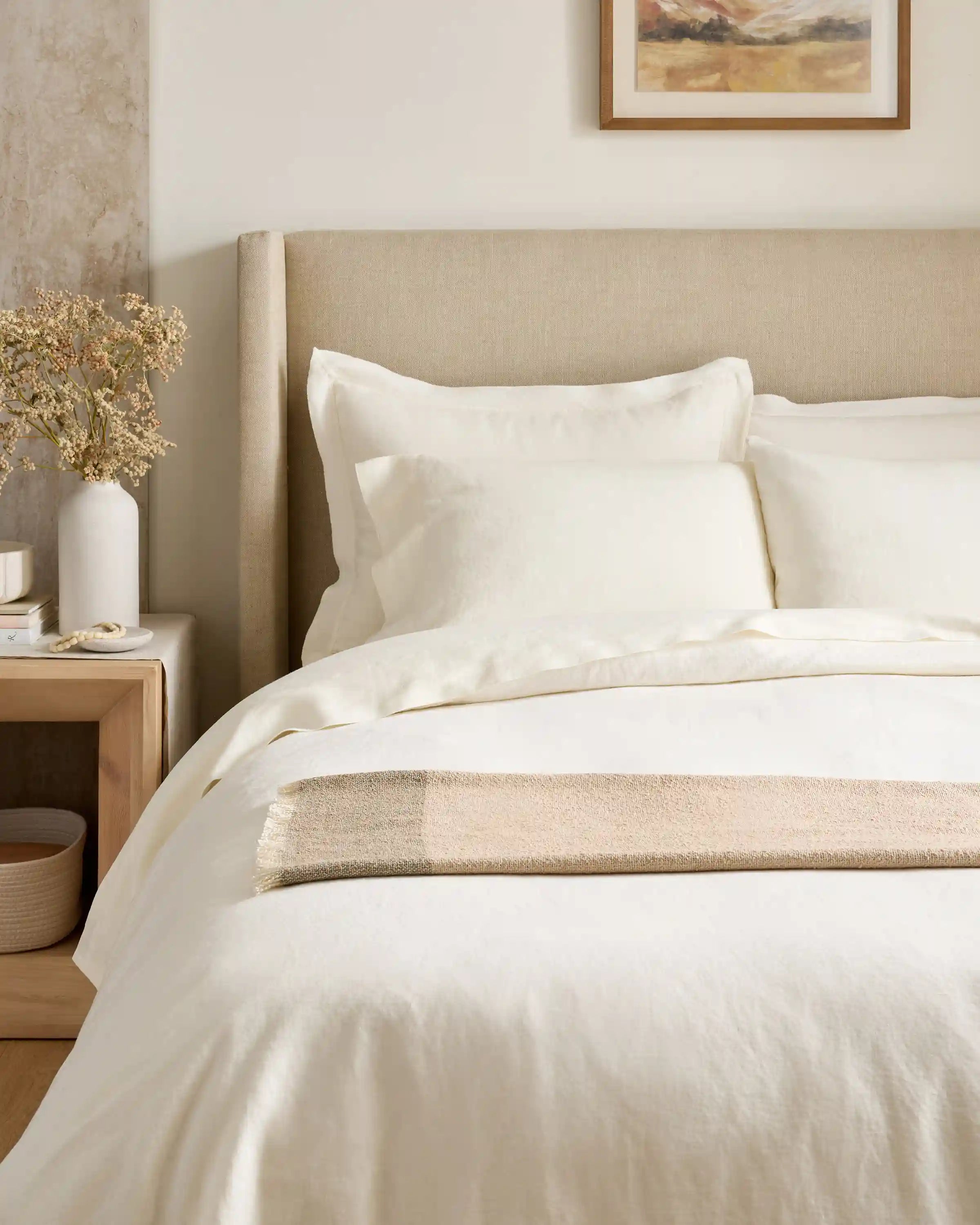 European Linen Double Flange Duvet Cover Set