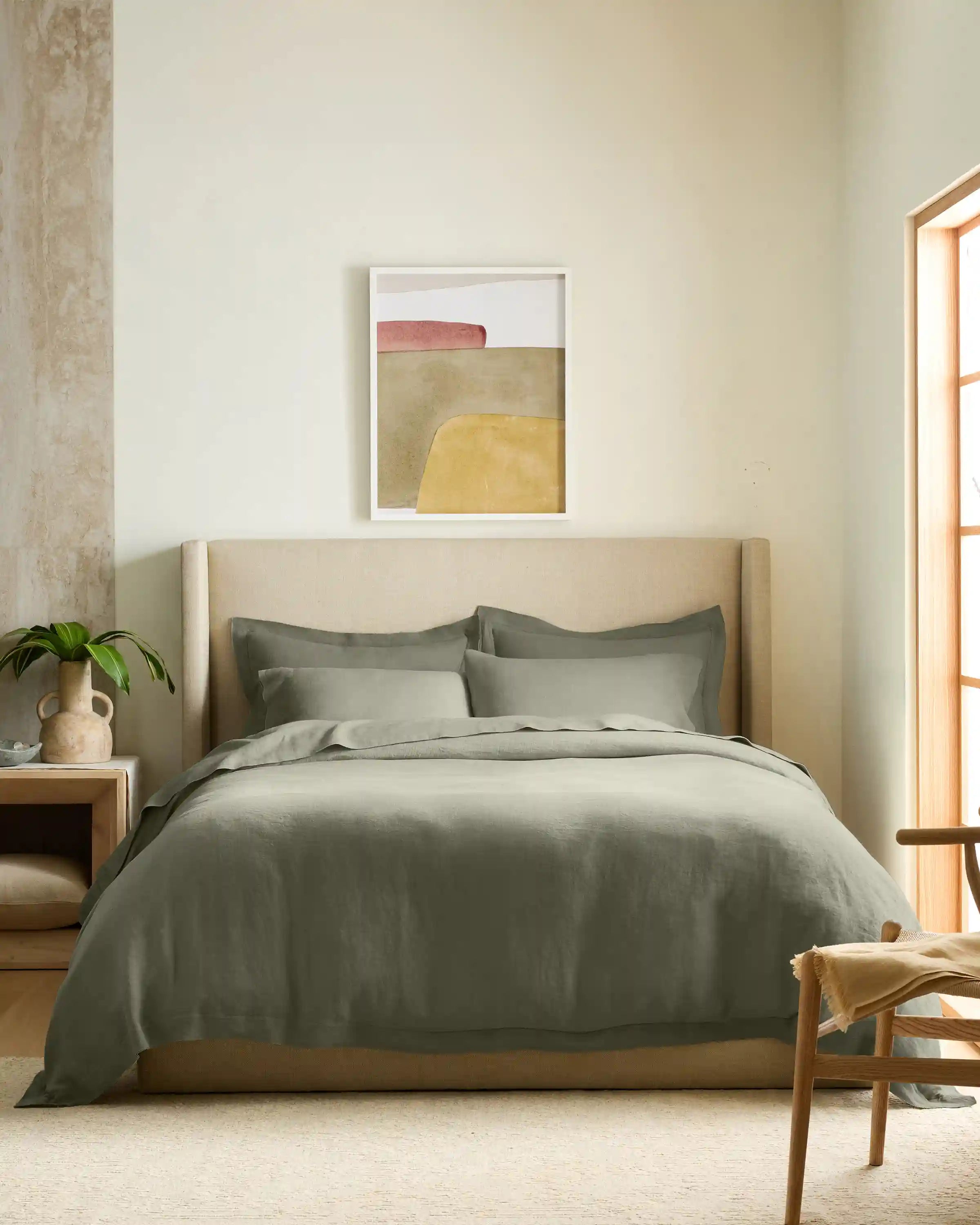 European Linen Double Flange Sham Set